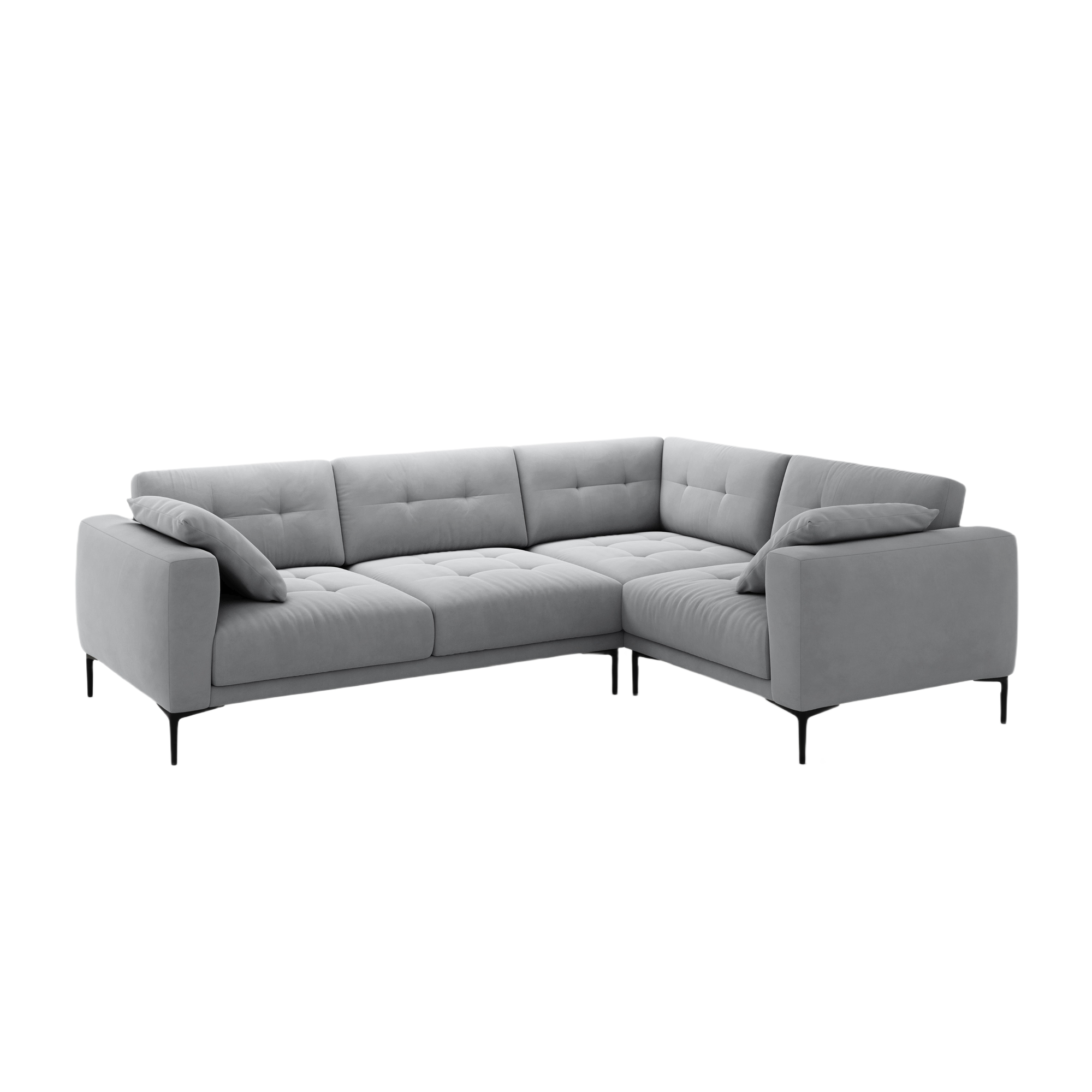 Right-facing L-shaped velvet corner sofa BEMY gray