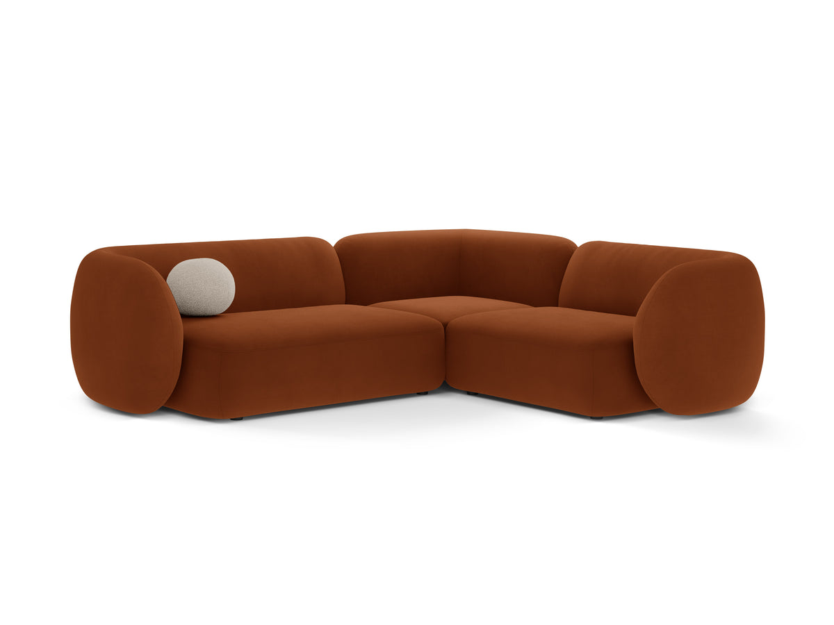 Narożnik aksamitny prawostronny 4-osobowy KATE terracotta – Micadoni