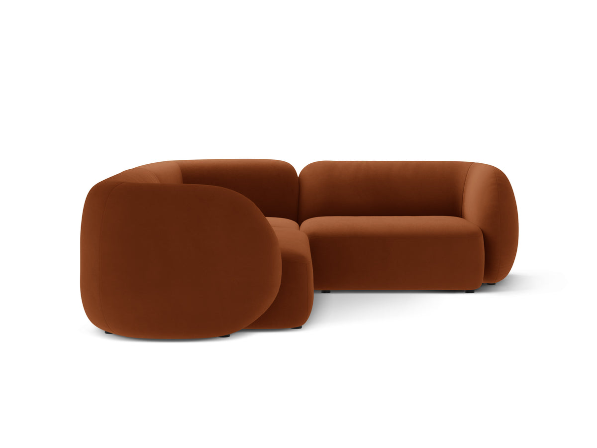 Narożnik aksamitny prawostronny 4-osobowy KATE terracotta – welur