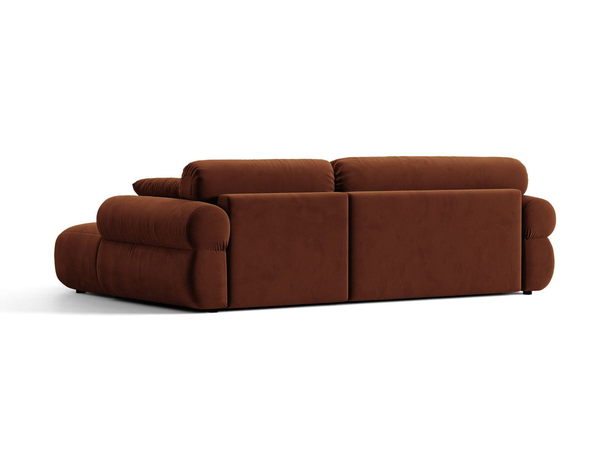 Narożnik 2,5-osobowy aksamitny prawostronny OPHELIA brązowy – detal tkaniny