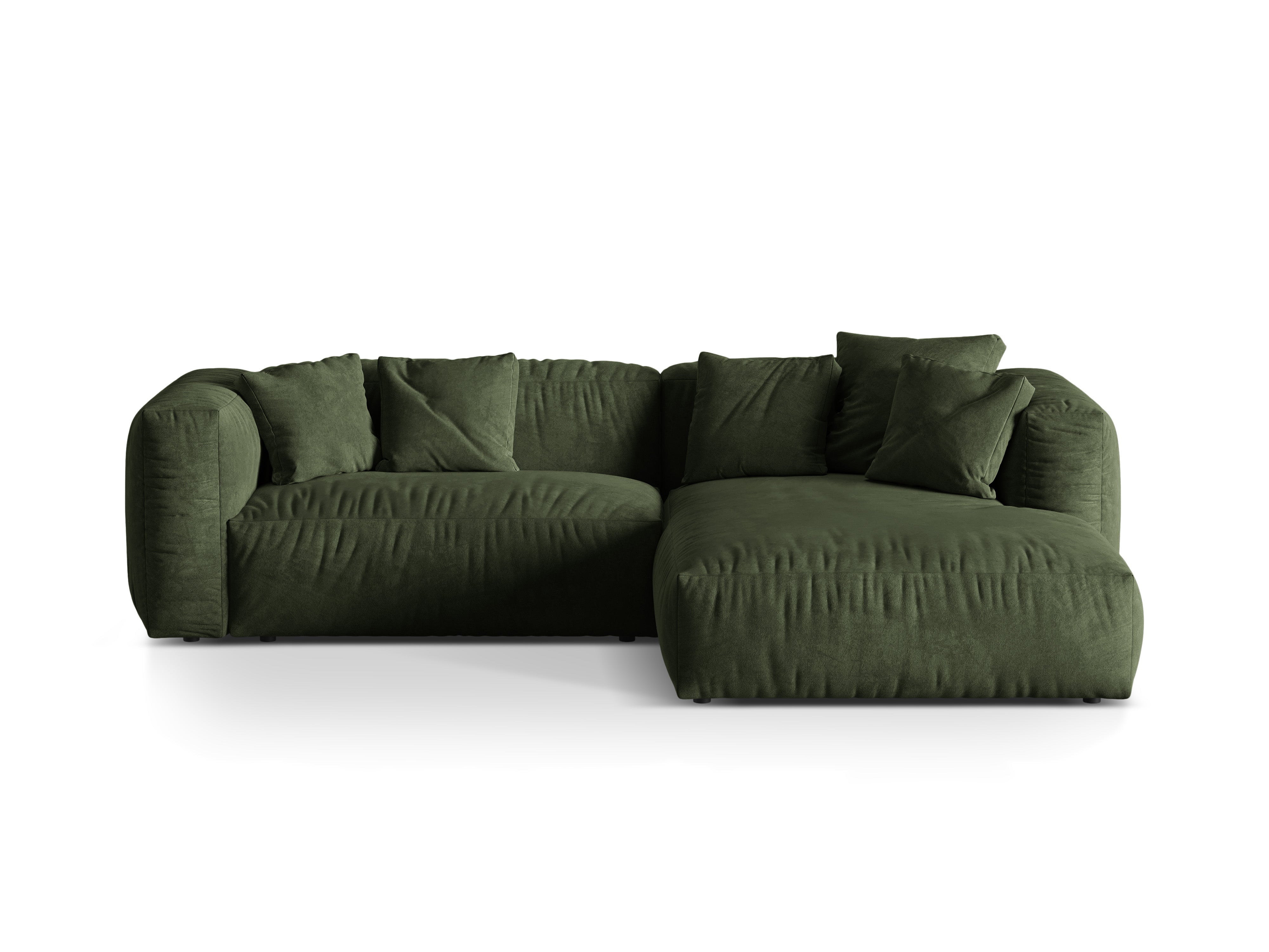 Groene 2-zits fluwelen hoekbank rechts MARTINA