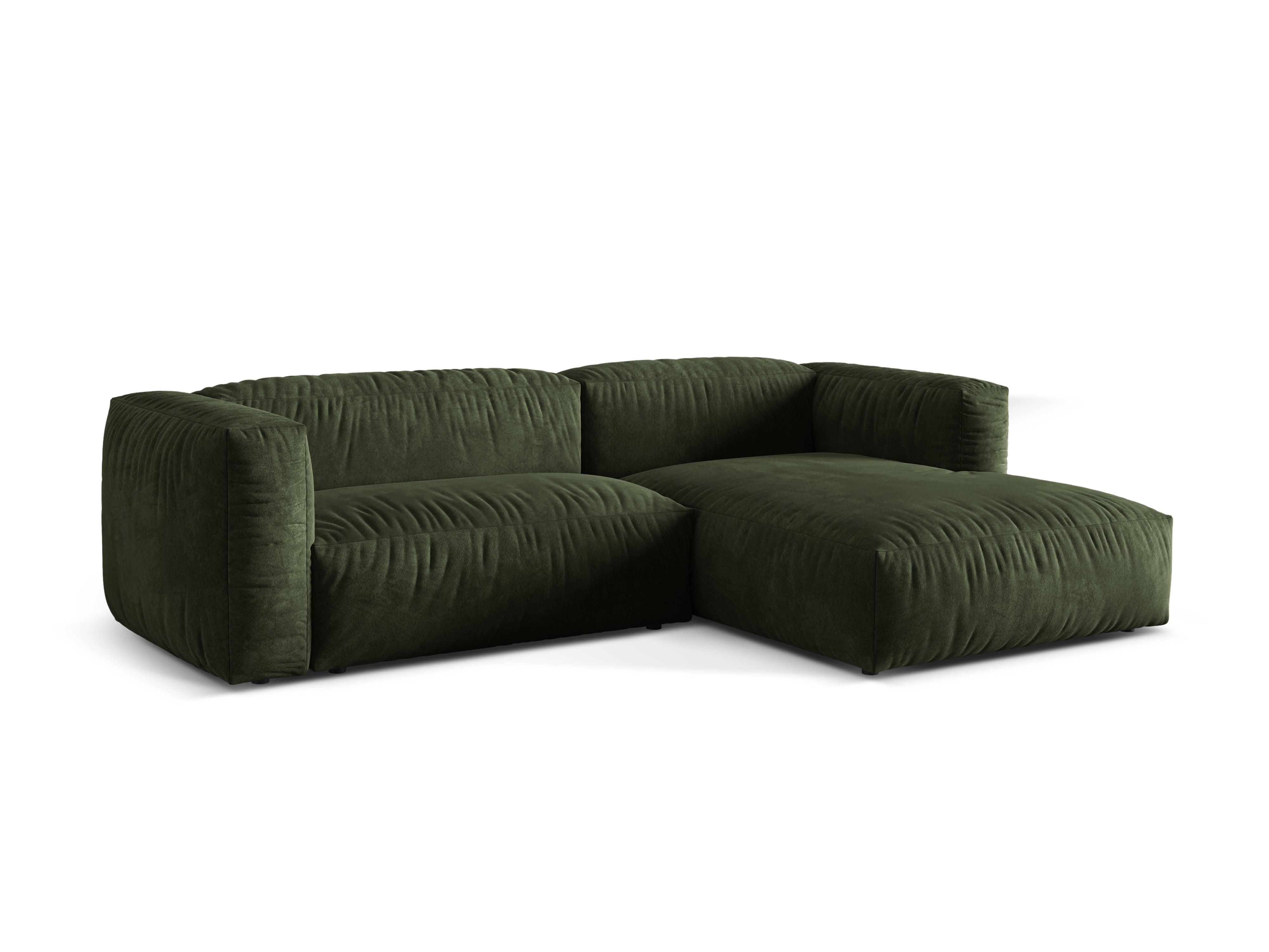 Groene 2-zits fluwelen hoekbank rechts MARTINA