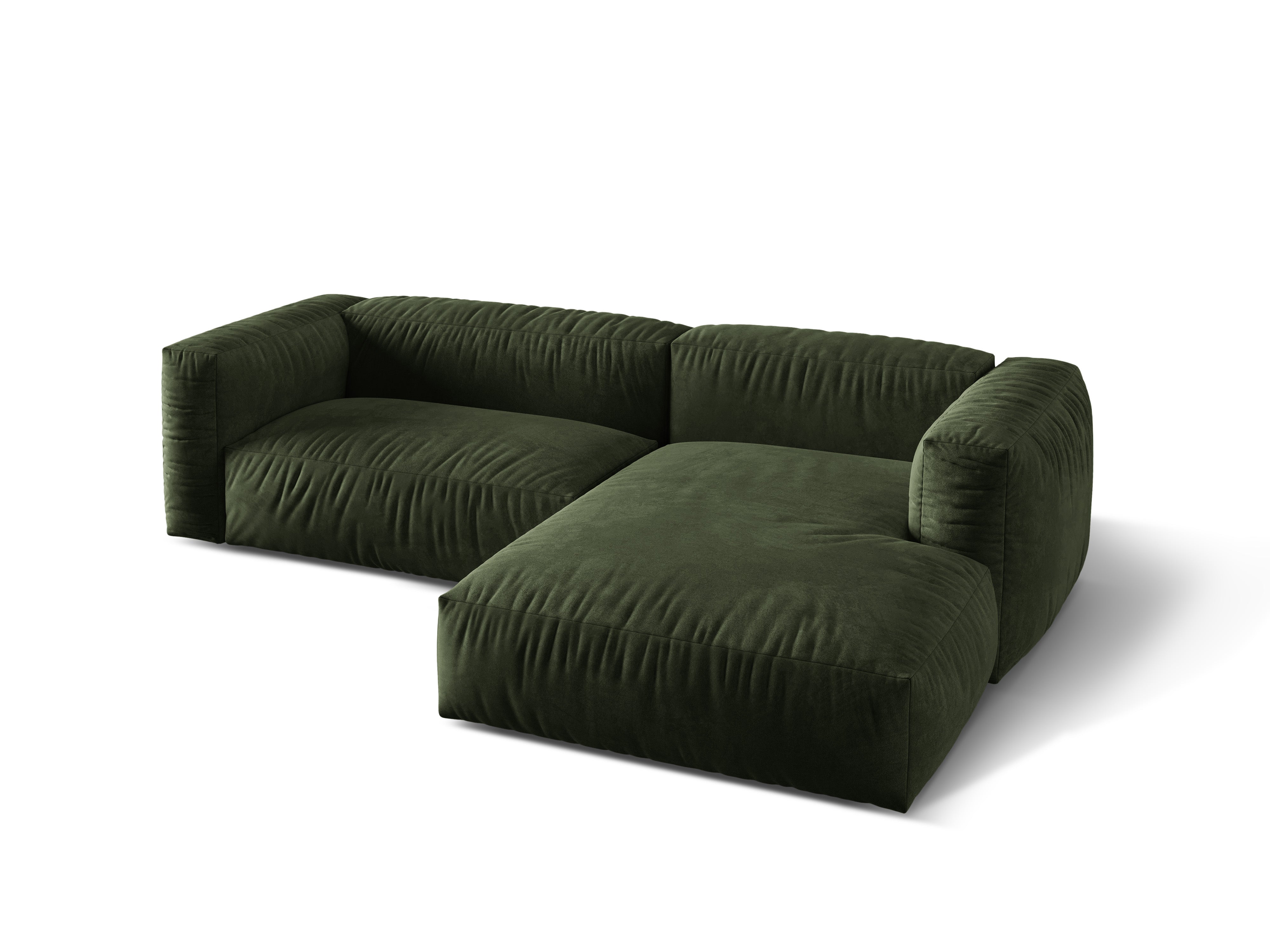 Groene 2-zits fluwelen hoekbank rechts MARTINA