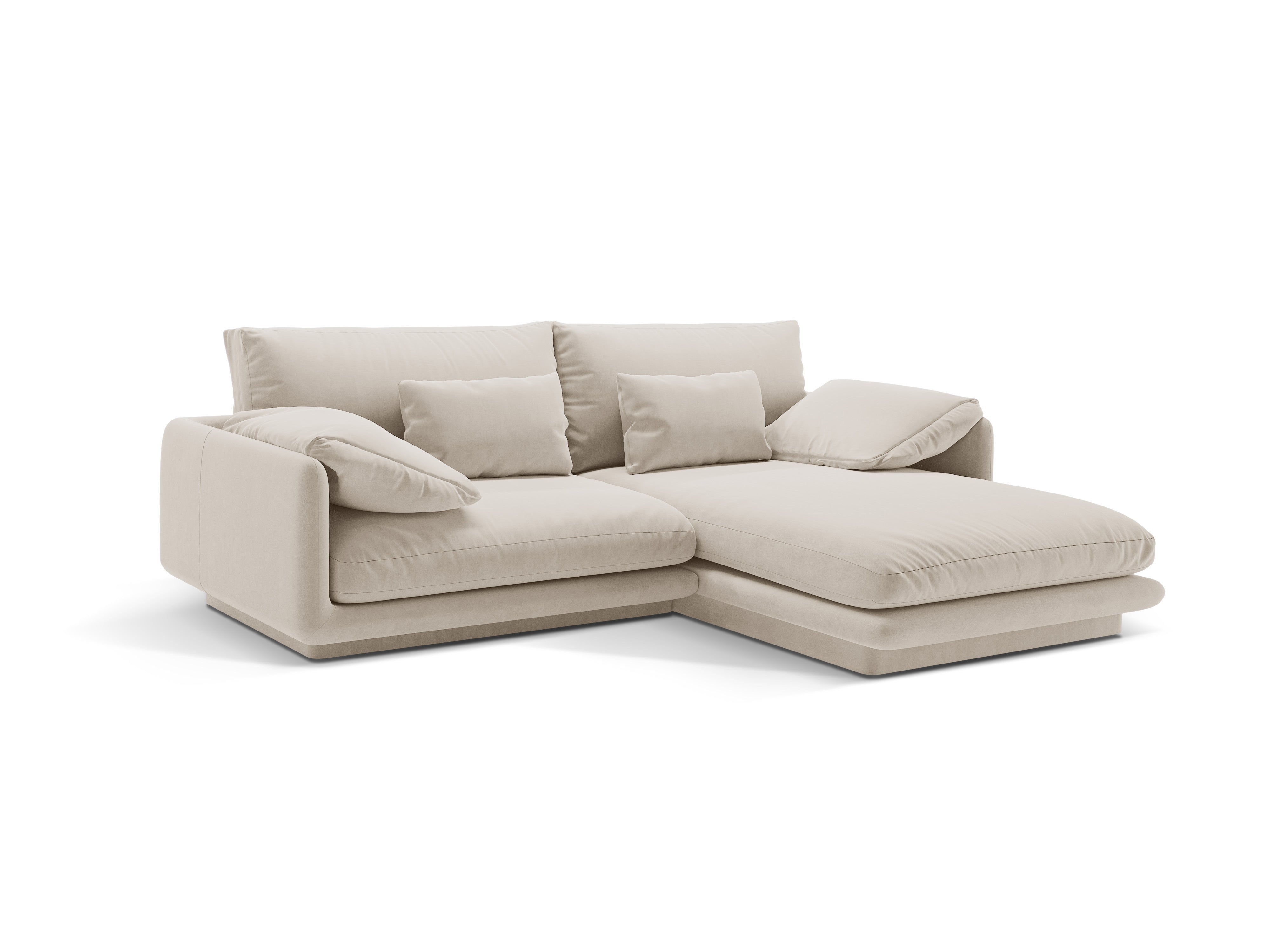 Turino Ecru Velvet Velvet 3-Personen rechtsseitig
