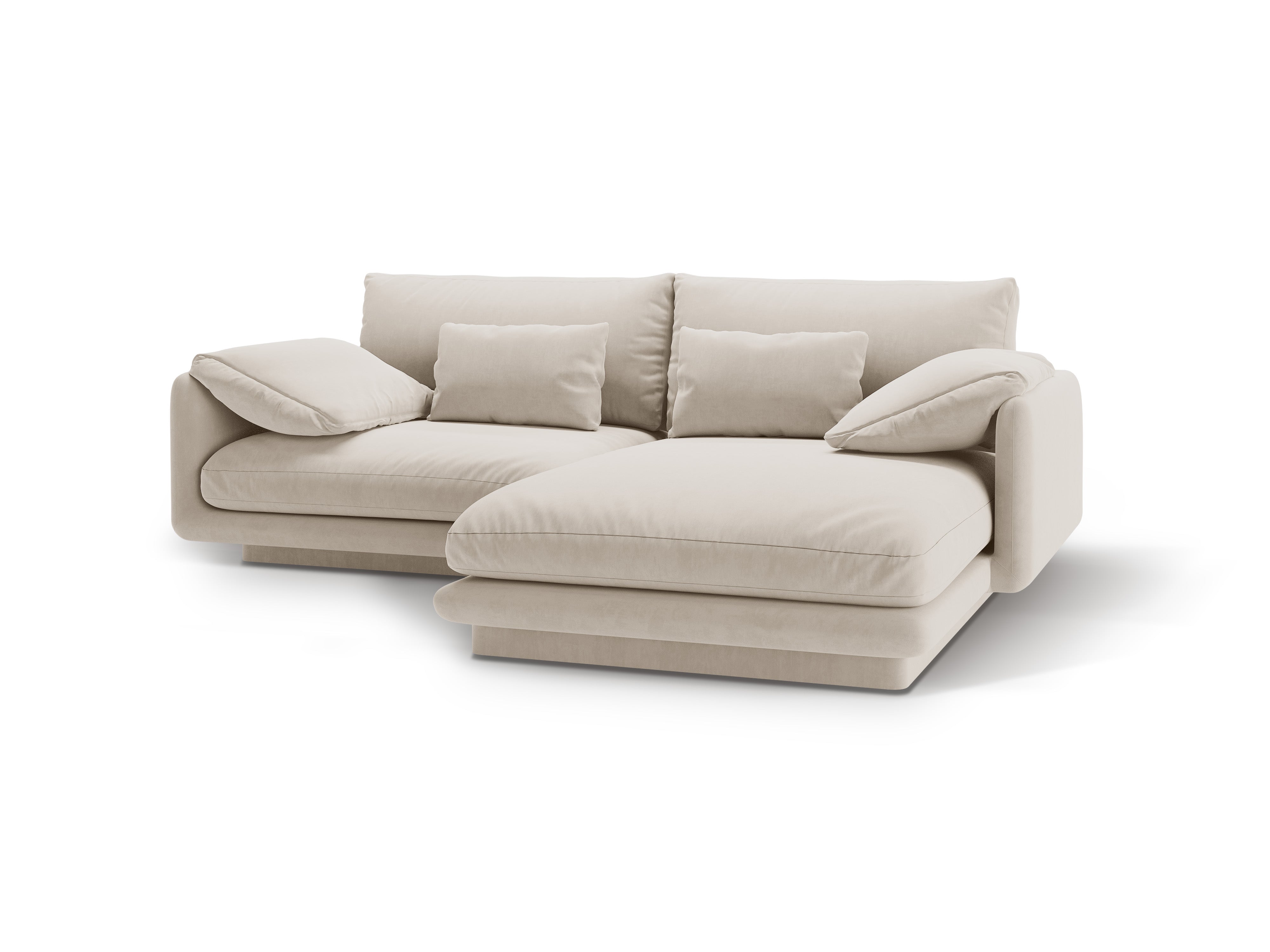 Turino Ecru Velvet Velvet 3-Personen rechtsseitig