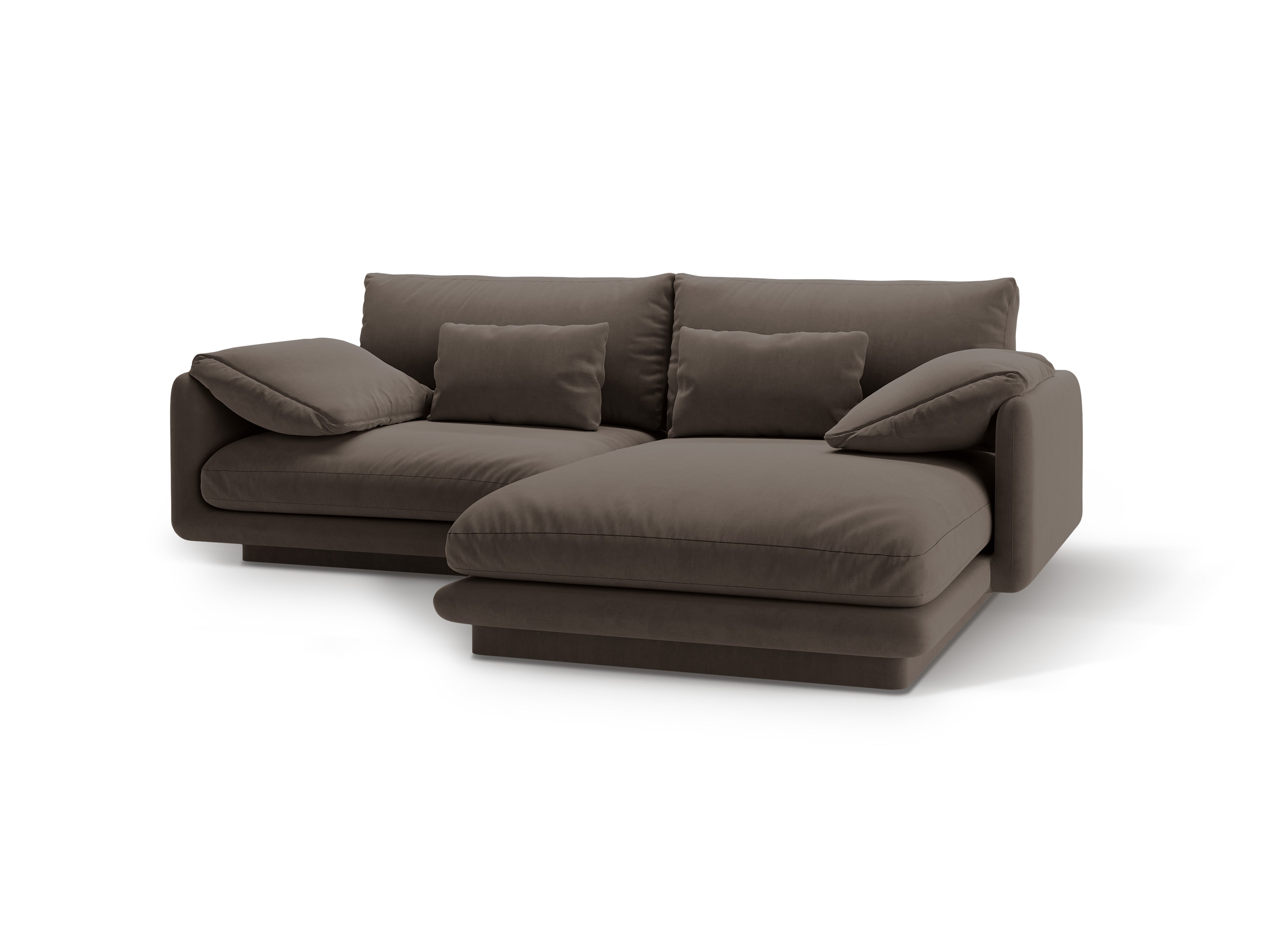 Velours hoekbank 3-zits rechts TORINO ebbenhout bruin