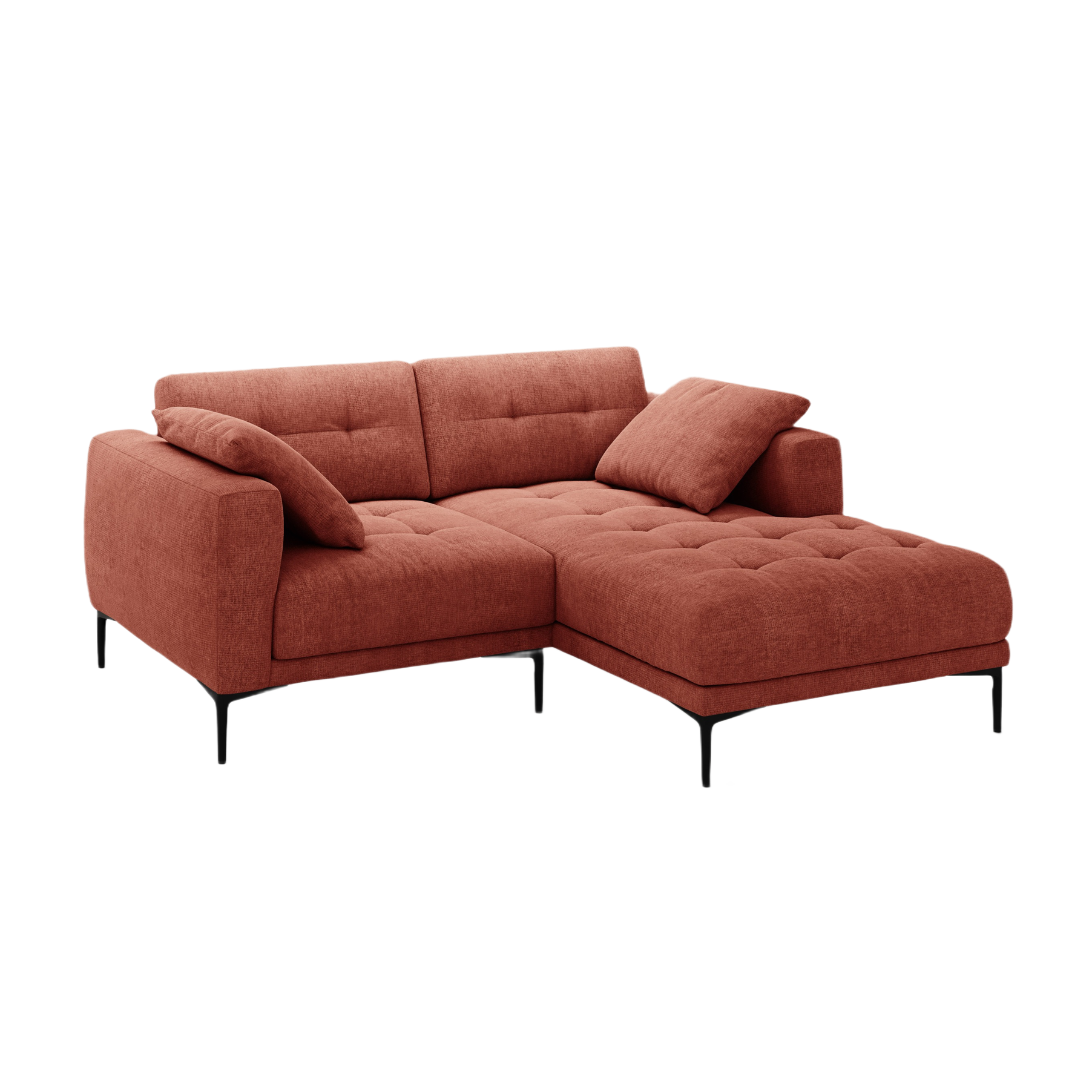 Right-facing corner sofa BEMY coral chenille