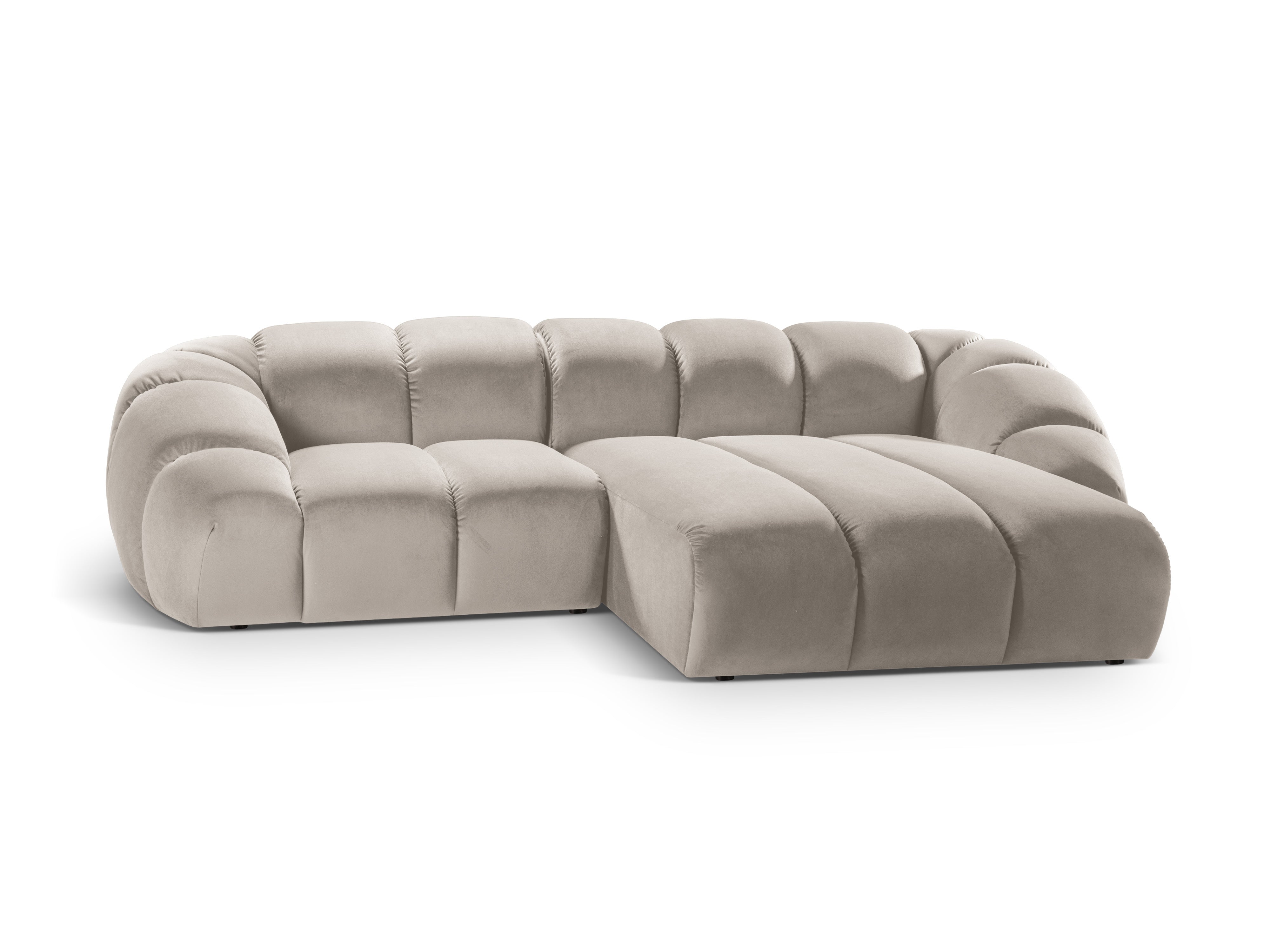 Samt-Ecksofa 3-sitzig rechts DIANA beige