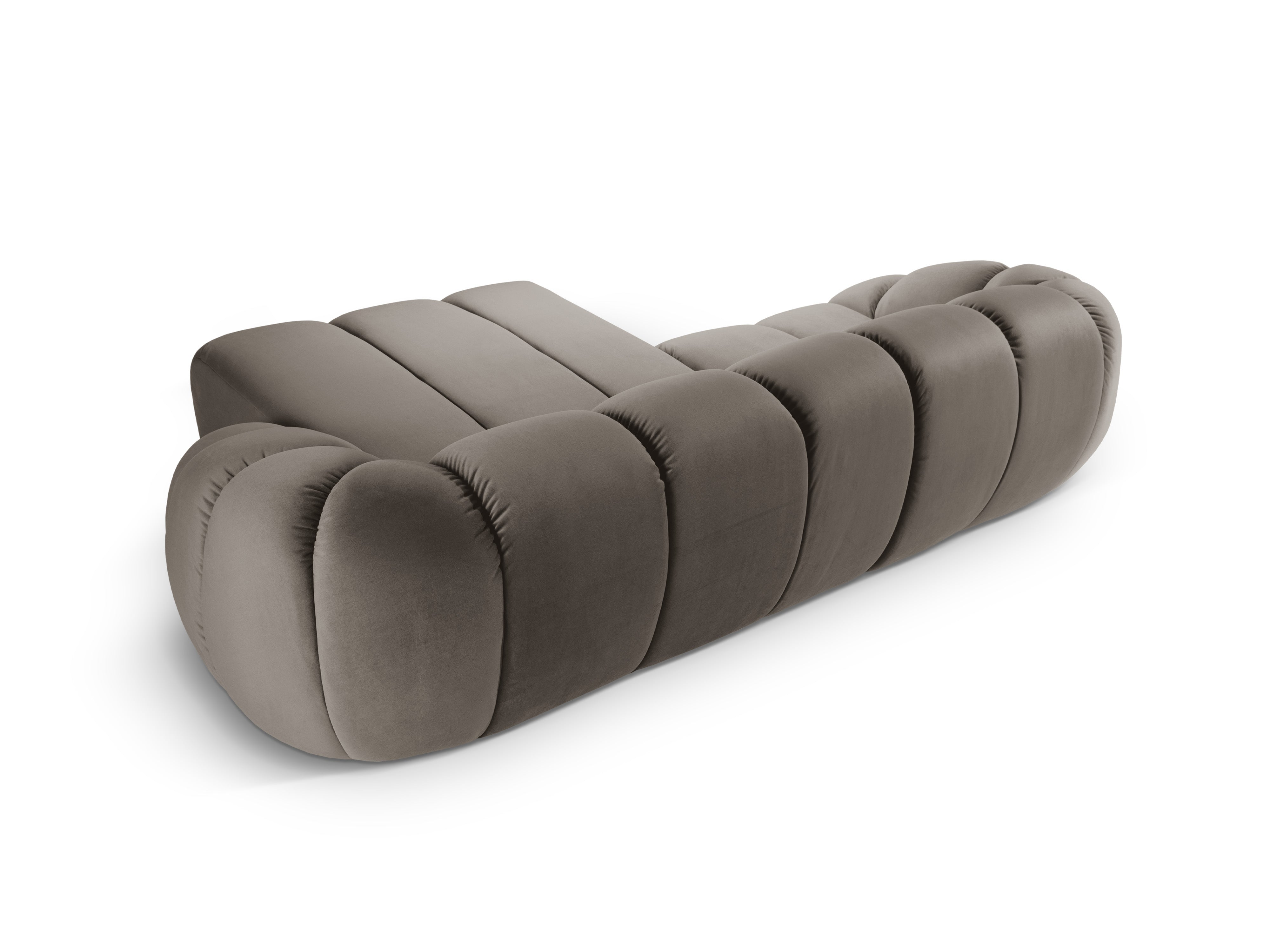 Fluwelen hoekbank voor 3 personen rechts DIANA grijsbeige