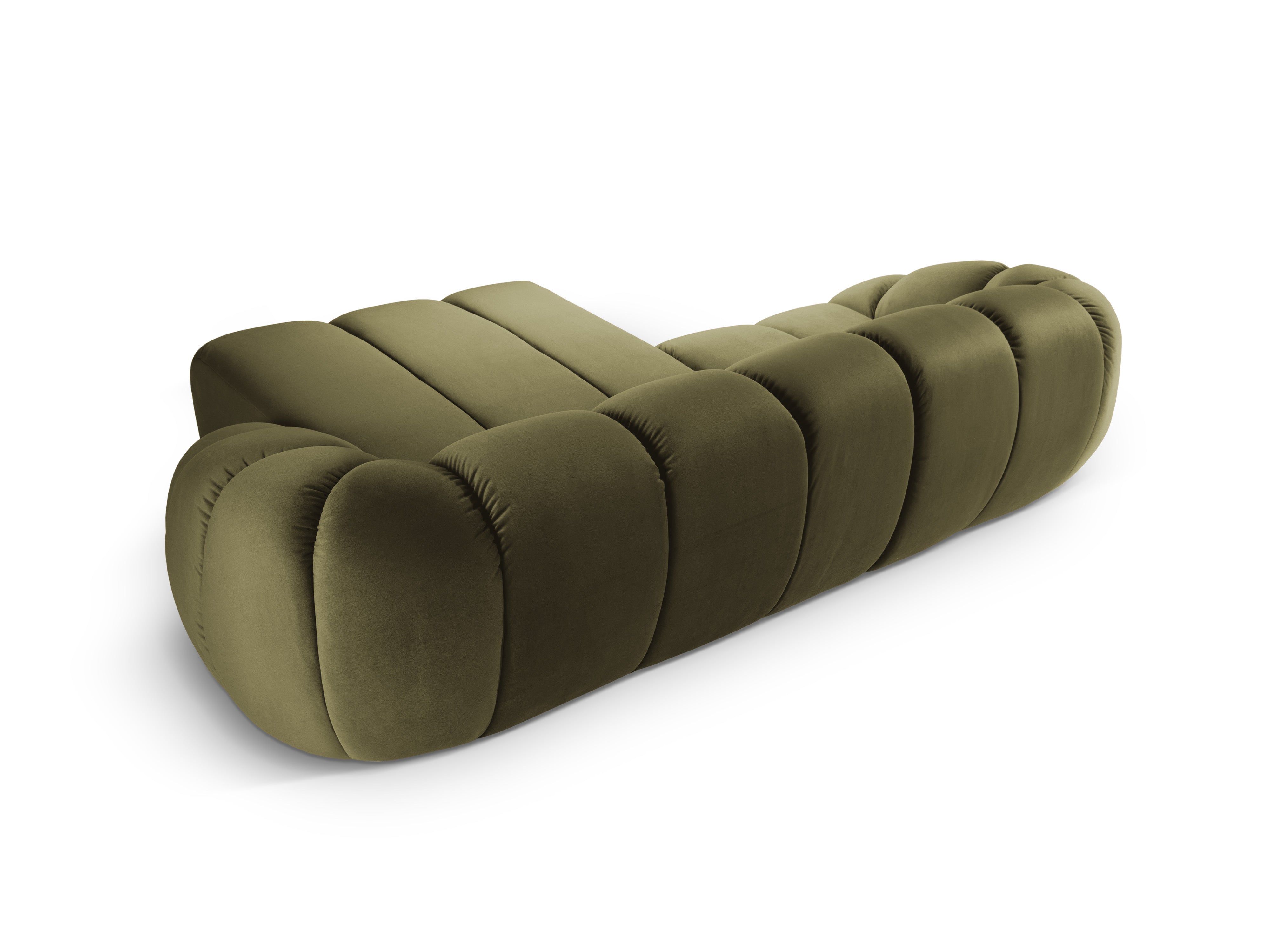 Velvet corner sofa for three people right-facing DIANA green