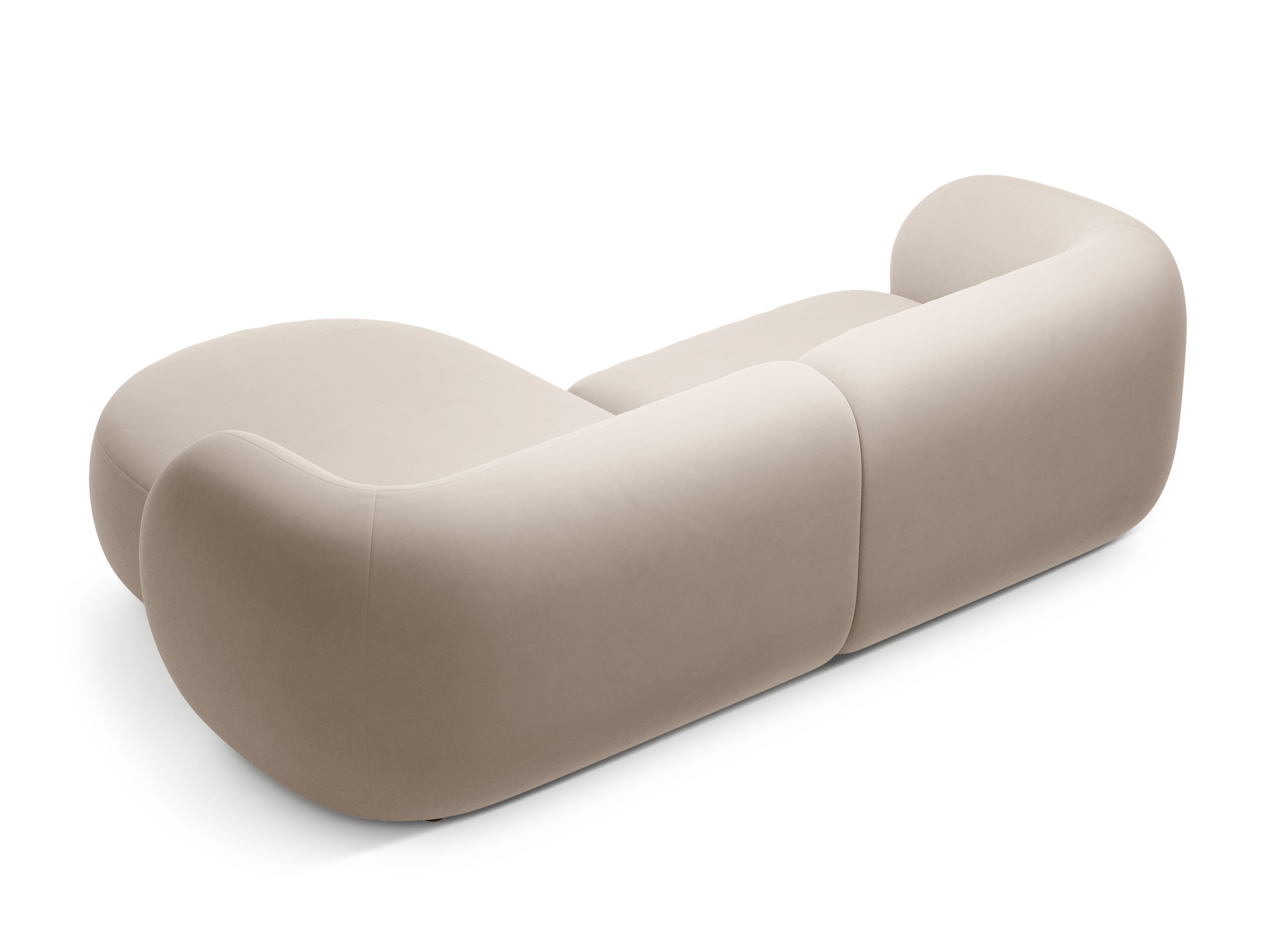 Right-facing velvet corner sofa for 2 people KATE beige