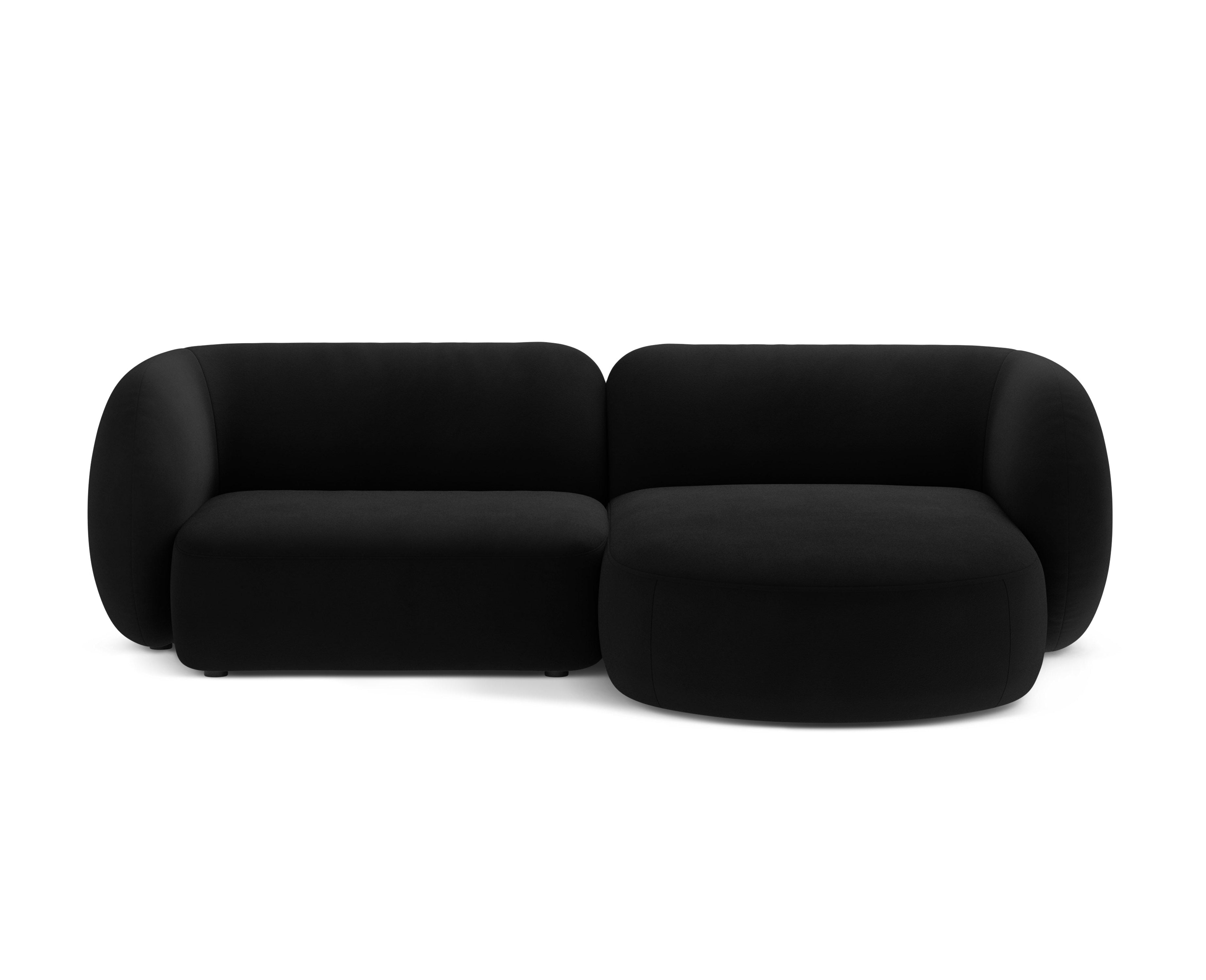 Black Right-Hand Velvet Corner Sofa for Two - KATE