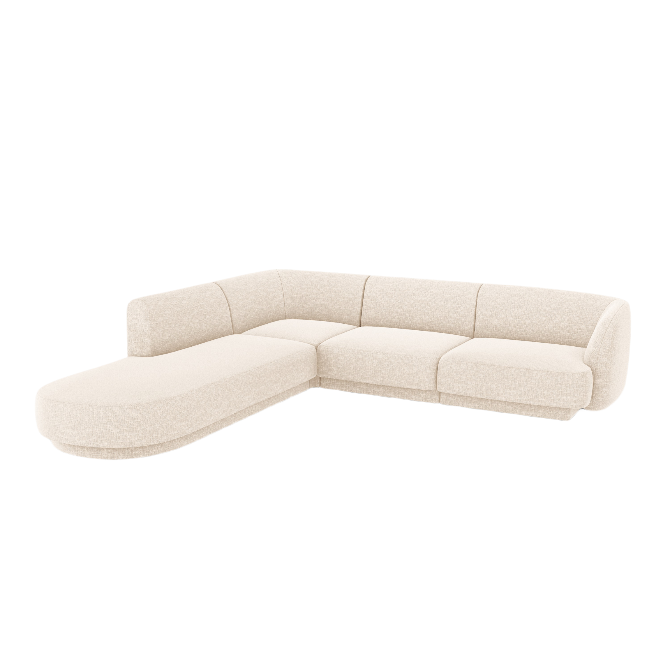 6-seater left-facing corner sofa MILEY light beige silky chenille