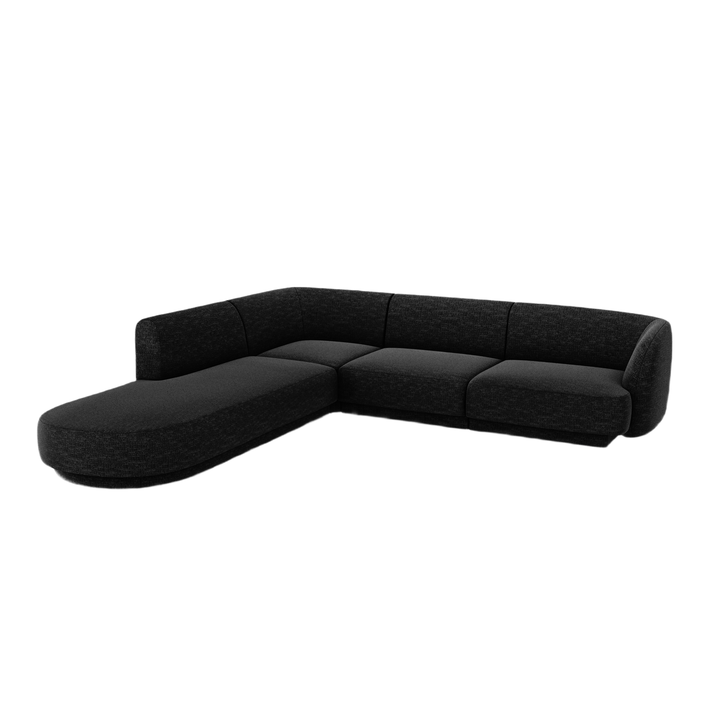6-sitziges linksseitiges Ecksofa MILEY aus schwarzem schimmerndem Chenille