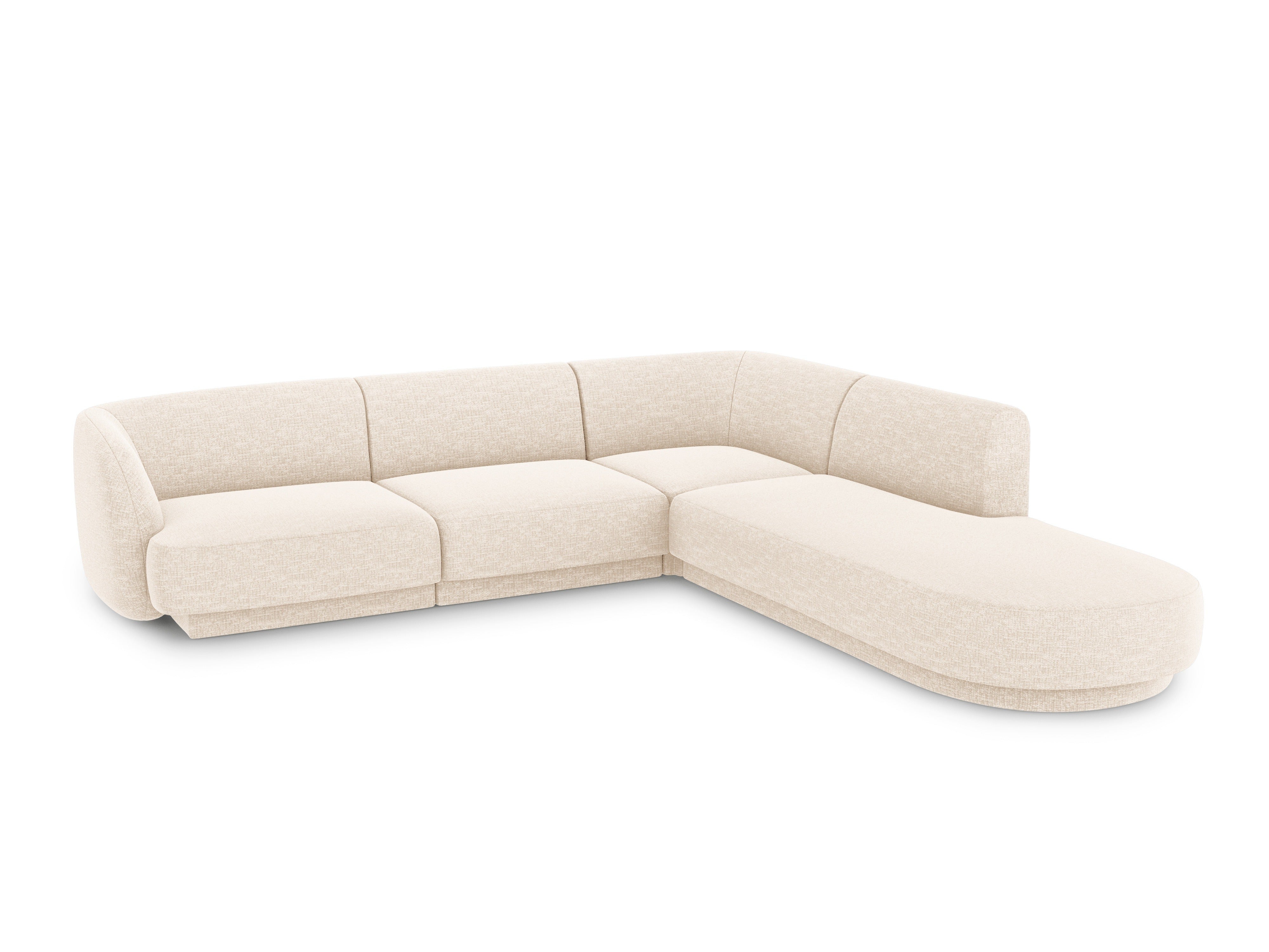 Right-facing corner sofa for 6 people MILEY ivory chenille