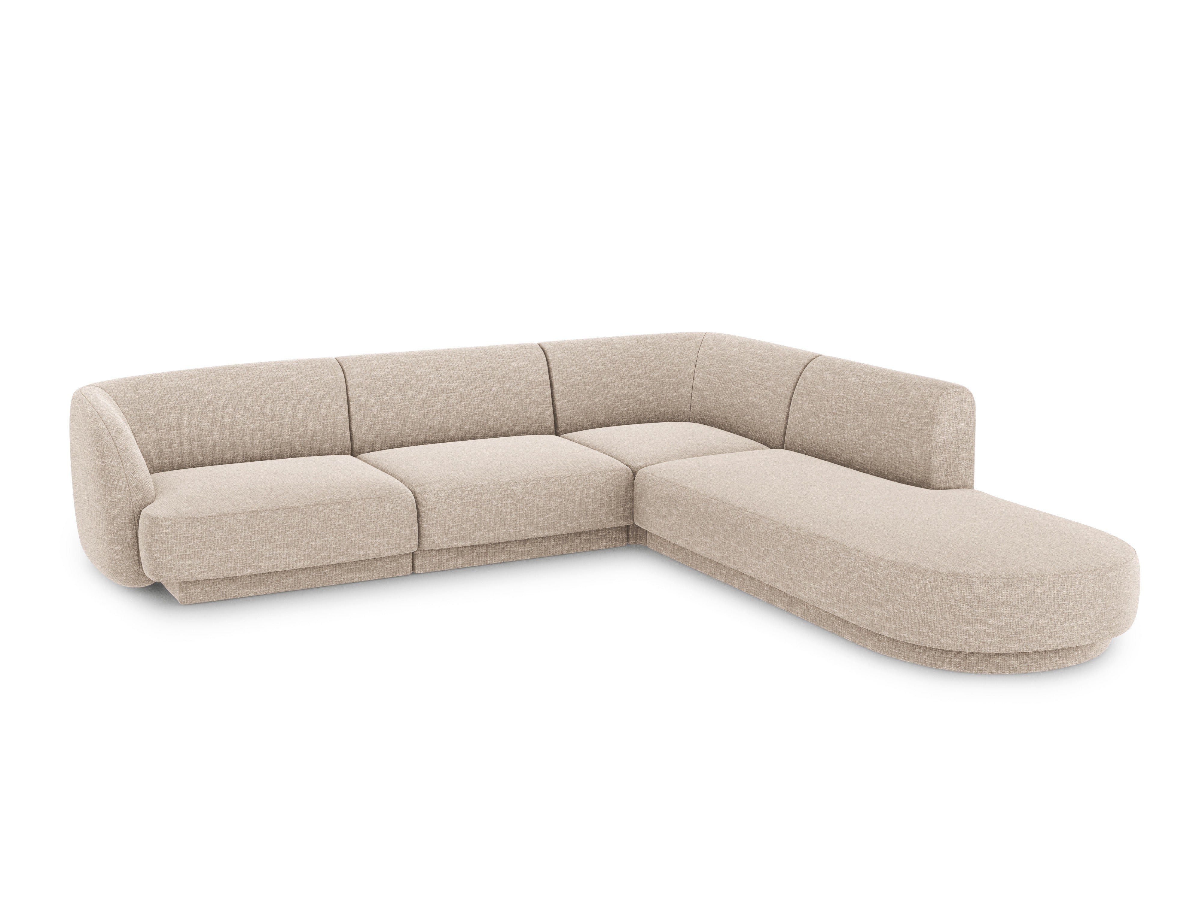 Rechtsseitige 6-sitzige Eckcouch MILEY beige Chenille