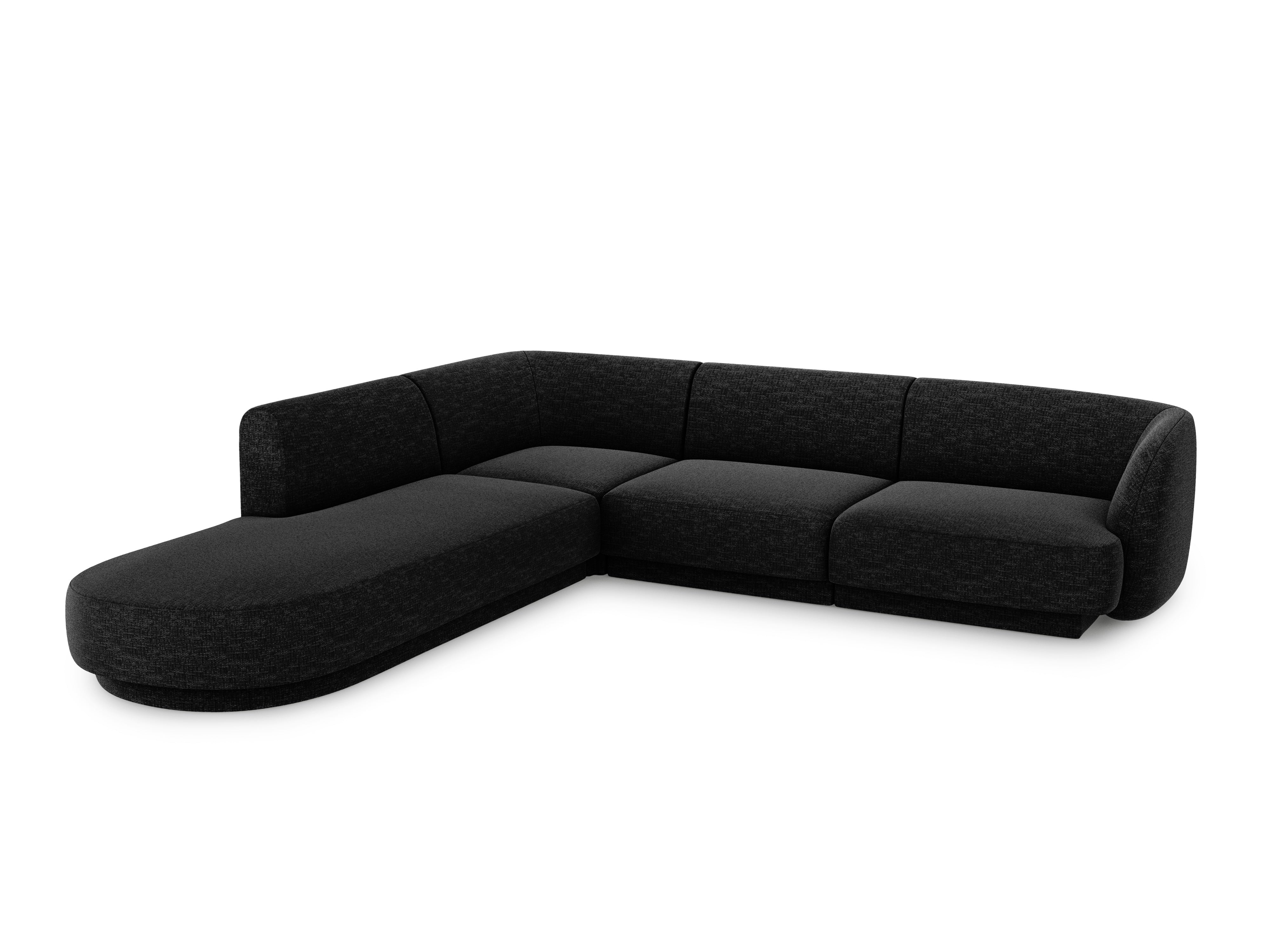 Left-sided corner sofa for 6 people MILEY black chenille