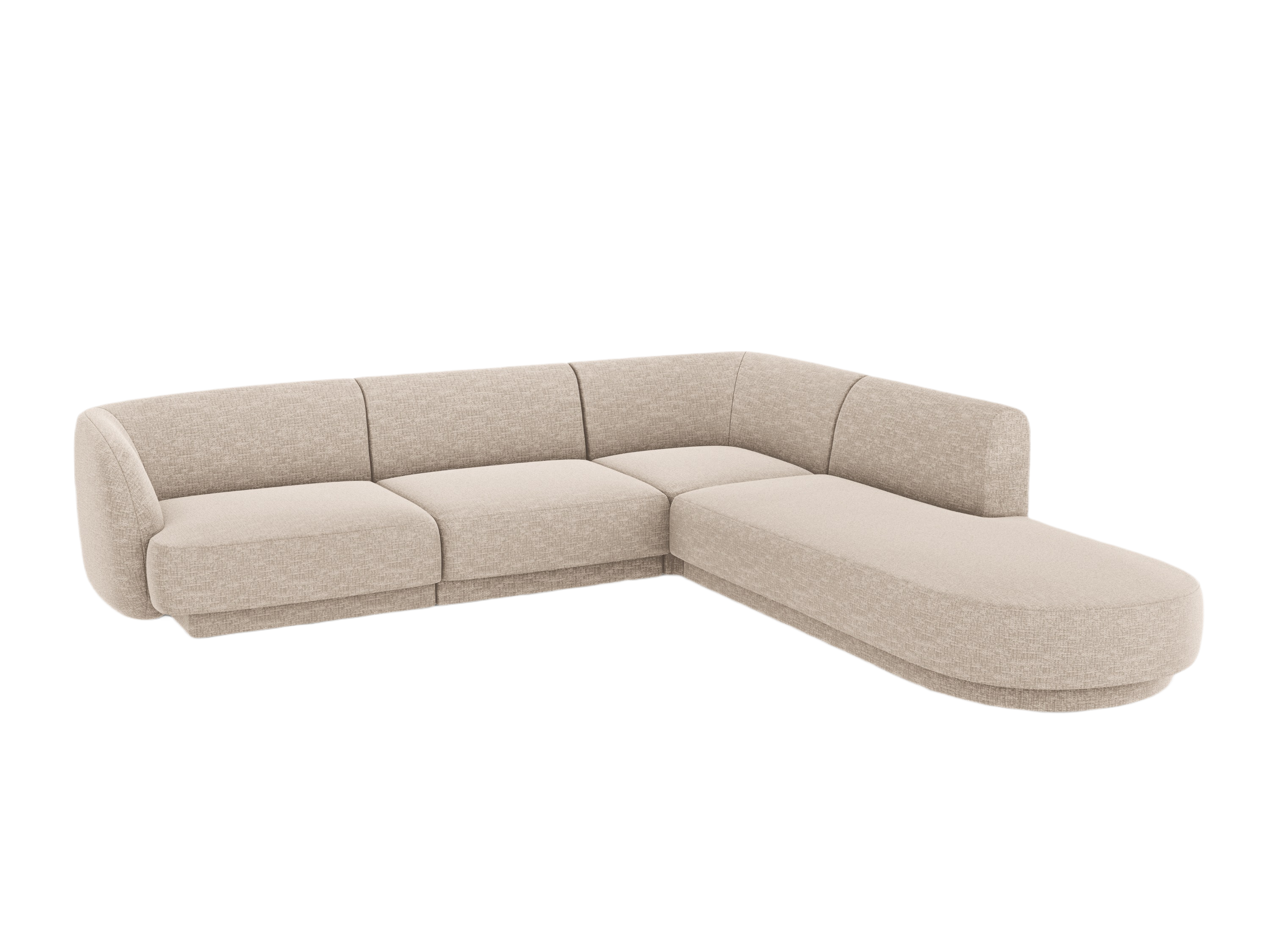 Beige zijden chenille hoekbank voor 6 personen rechts MILEY