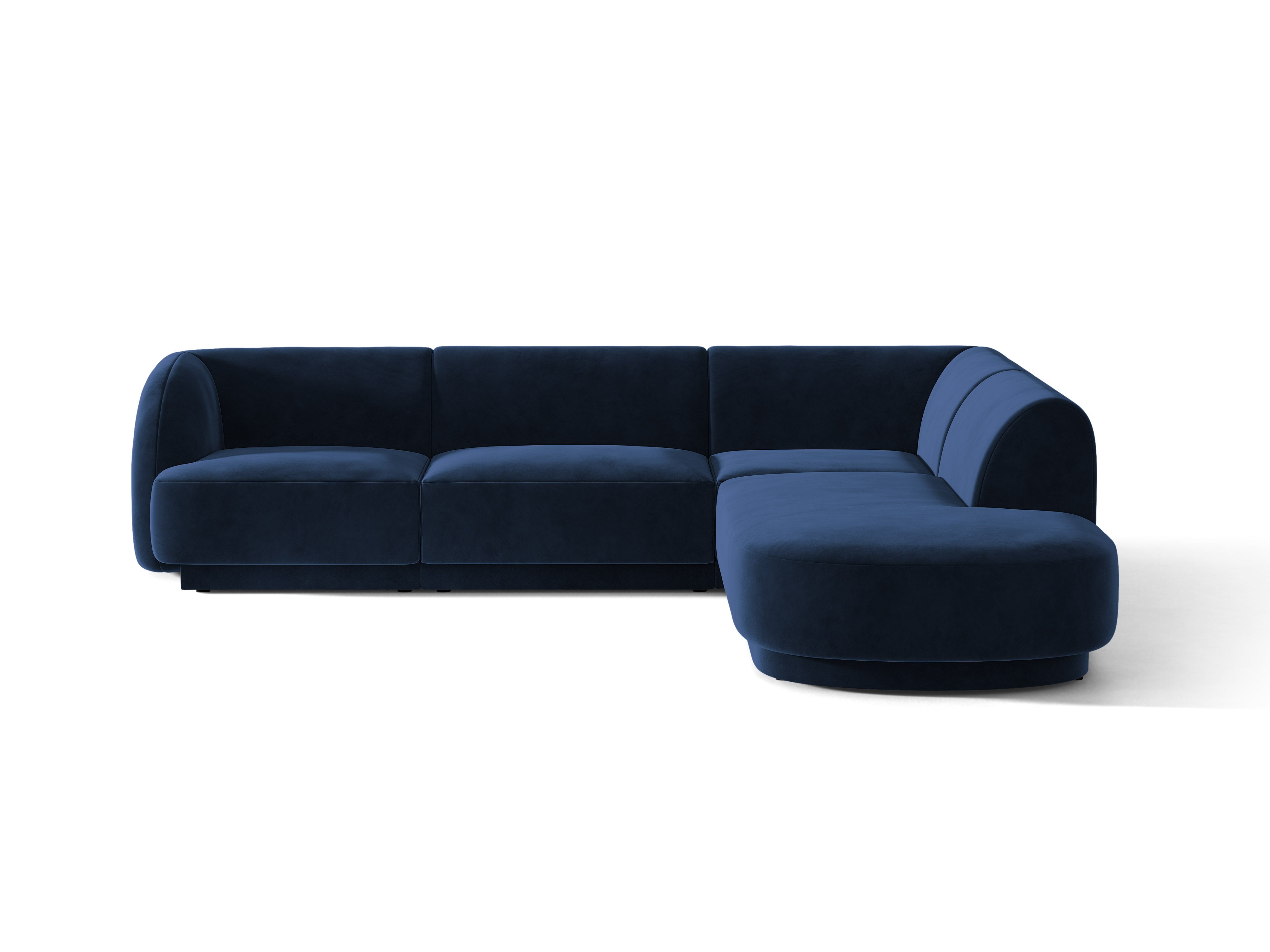 Velours hoekbank voor 6 personen, rechtsdraaiend, MILEY, koninklijk blauw