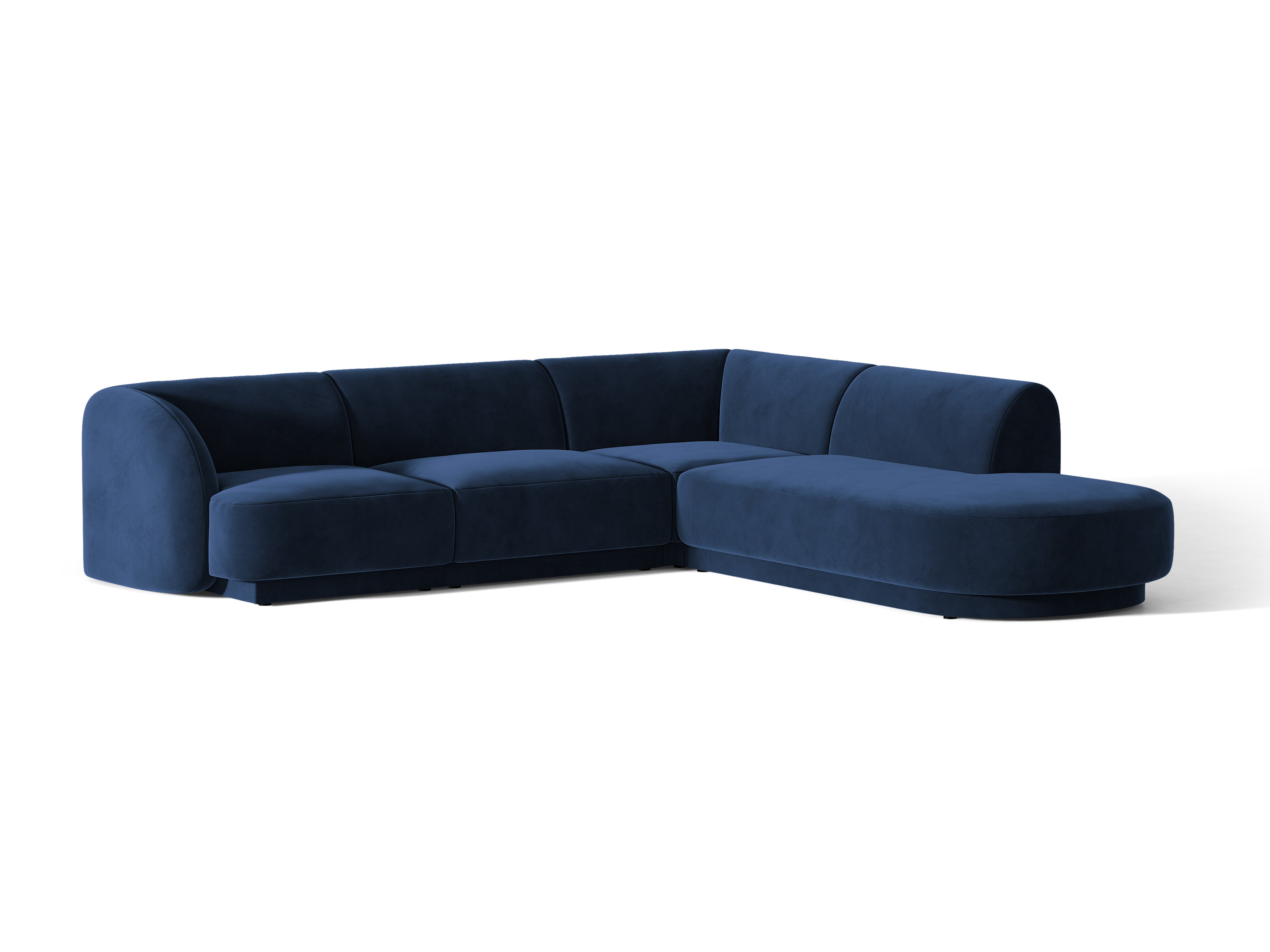 Velours hoekbank voor 6 personen, rechtsdraaiend, MILEY, koninklijk blauw