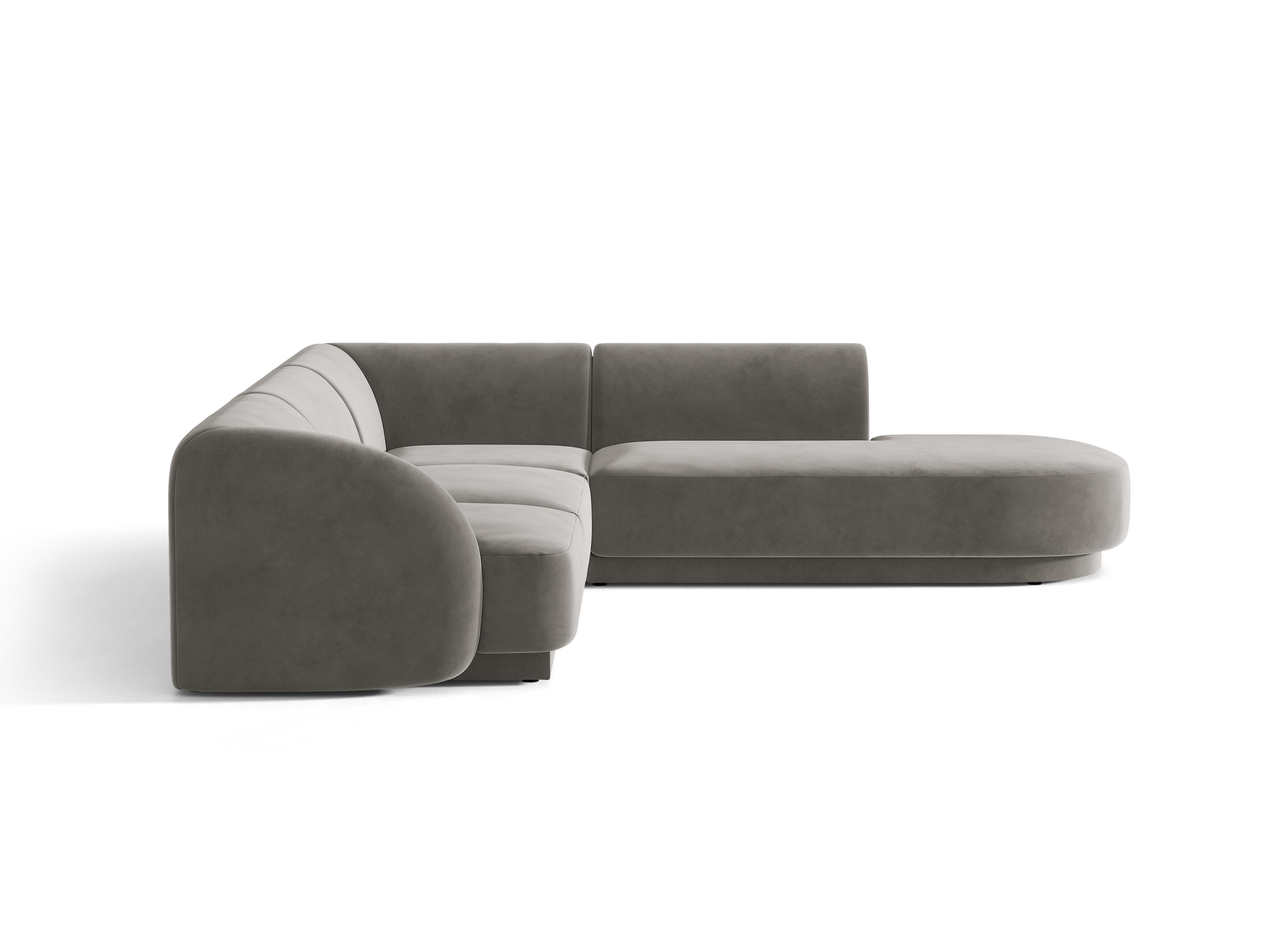 Narożnik aksamitny 6-osobowy prawostronny MILEY jasnoszary – sofa narożna