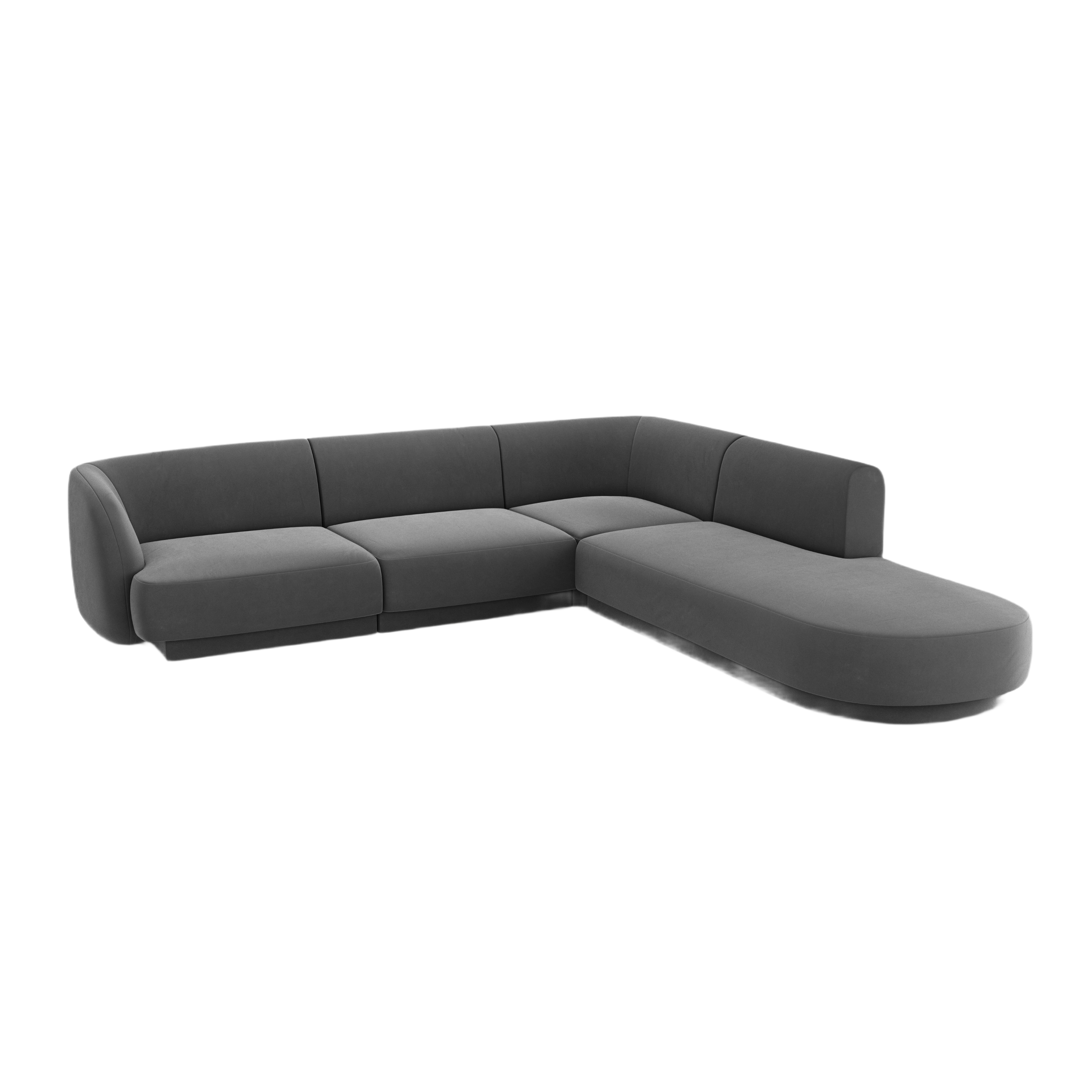Samt-Ecksofa für 6 Personen rechts MILEY dunkelgrau