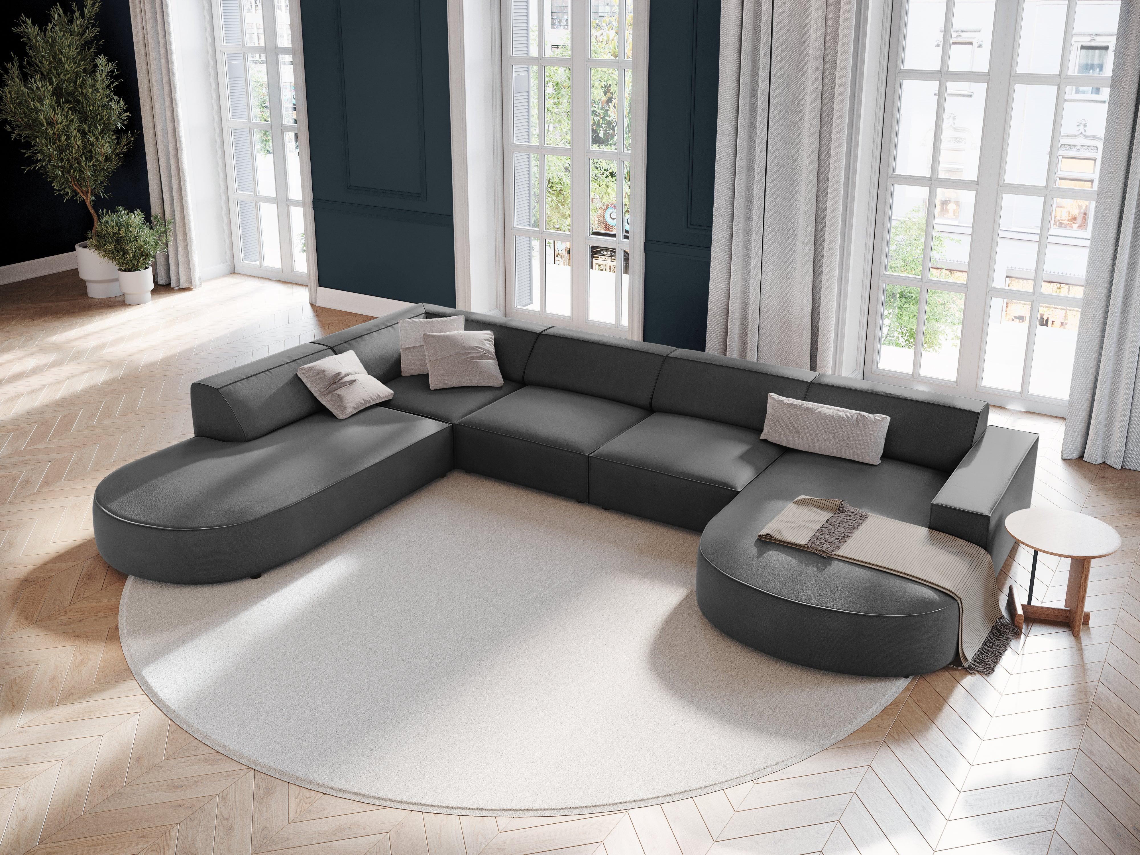 Sofa panoramiczna aksamitna lewostronna okrągła JODIE ciemnoszary Micadoni Eye on Design