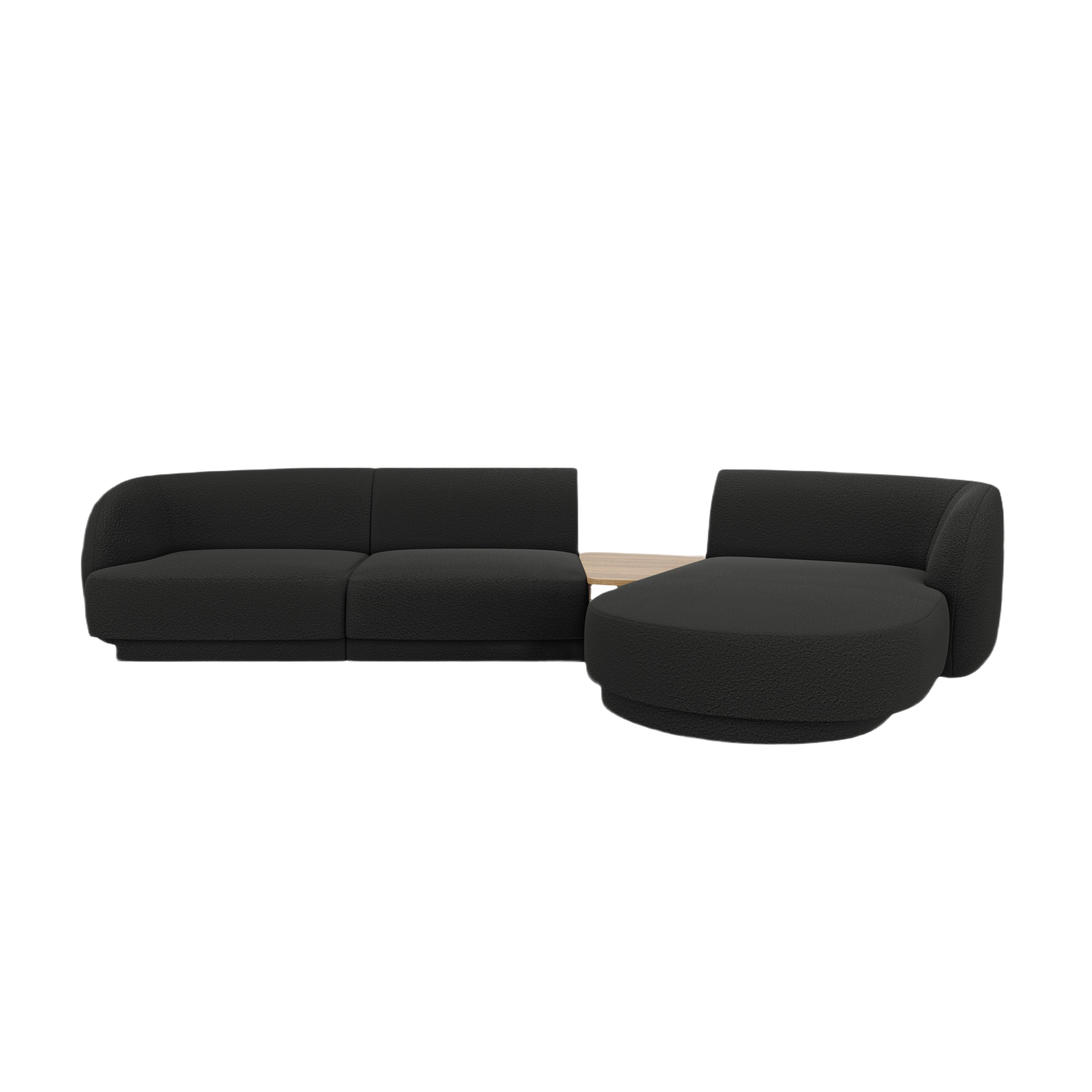 Modulares Ecksofa mit Tisch 3-sitzig rechts MILEY schwarz Boucle