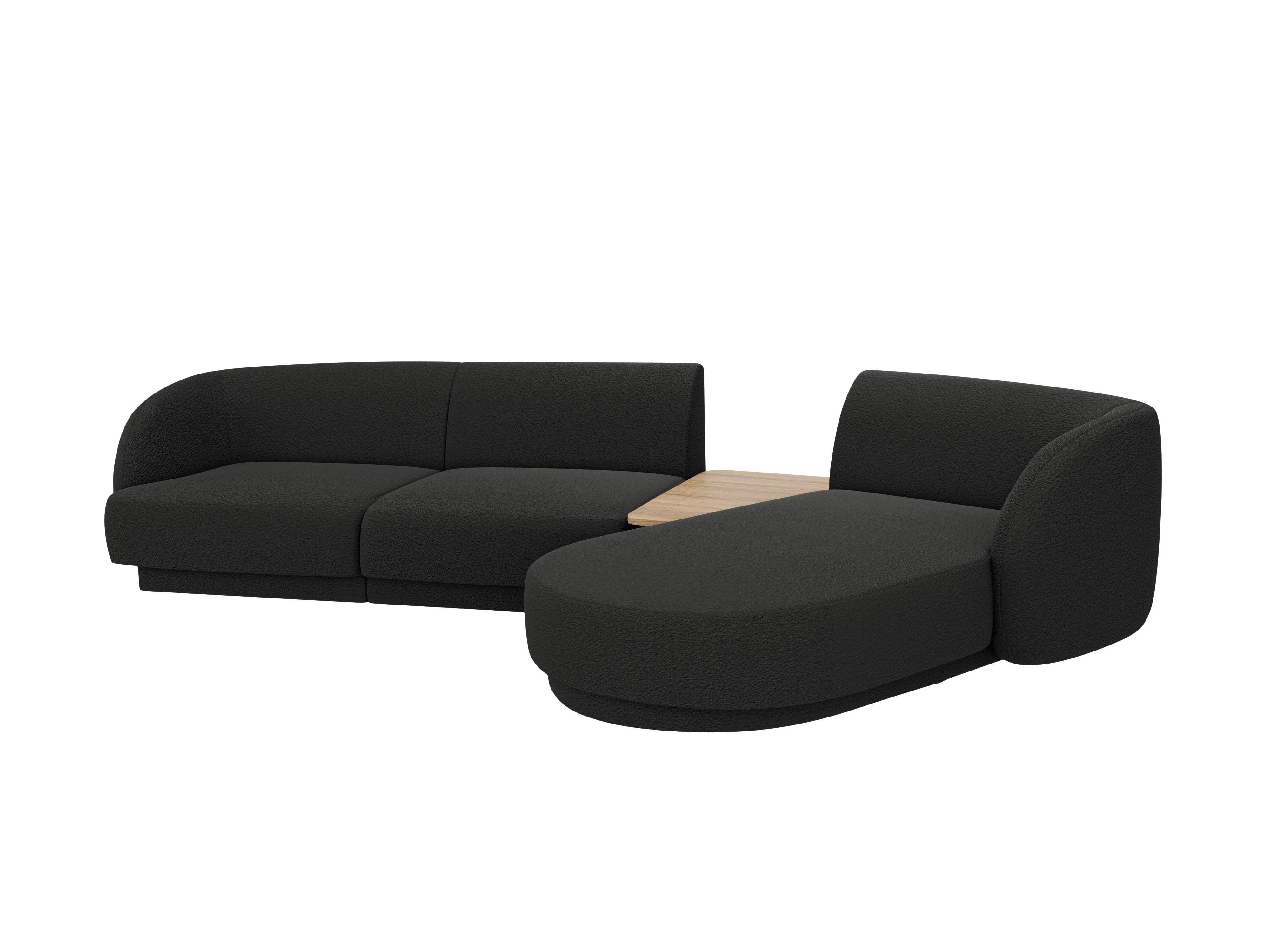Modulares Ecksofa mit Tisch 3-sitzig rechts MILEY schwarz Boucle