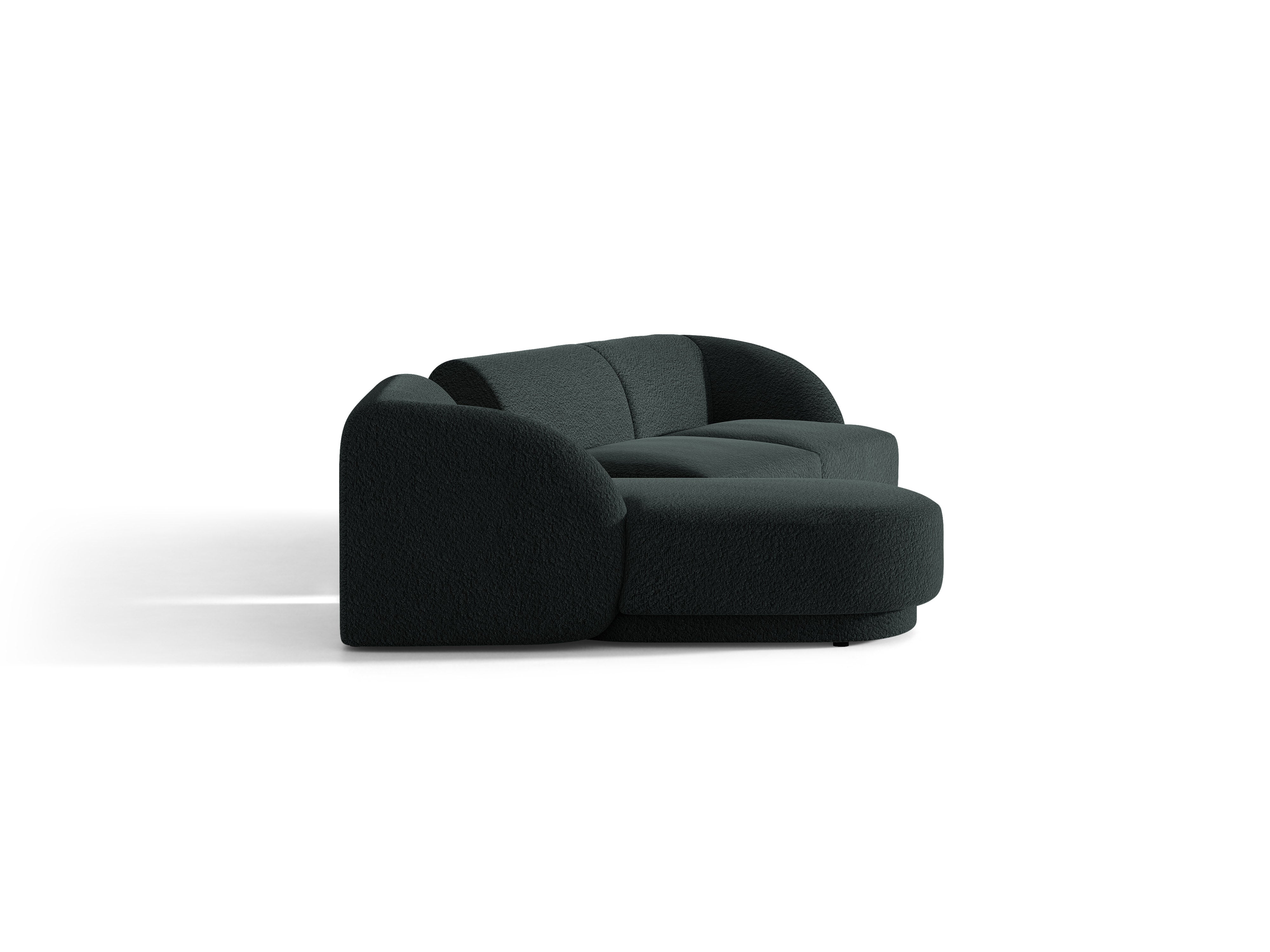 Narożnik modułowy ze stolikiem 3-osobowy lewostronny MILEY czarny boucle – sofa narożna