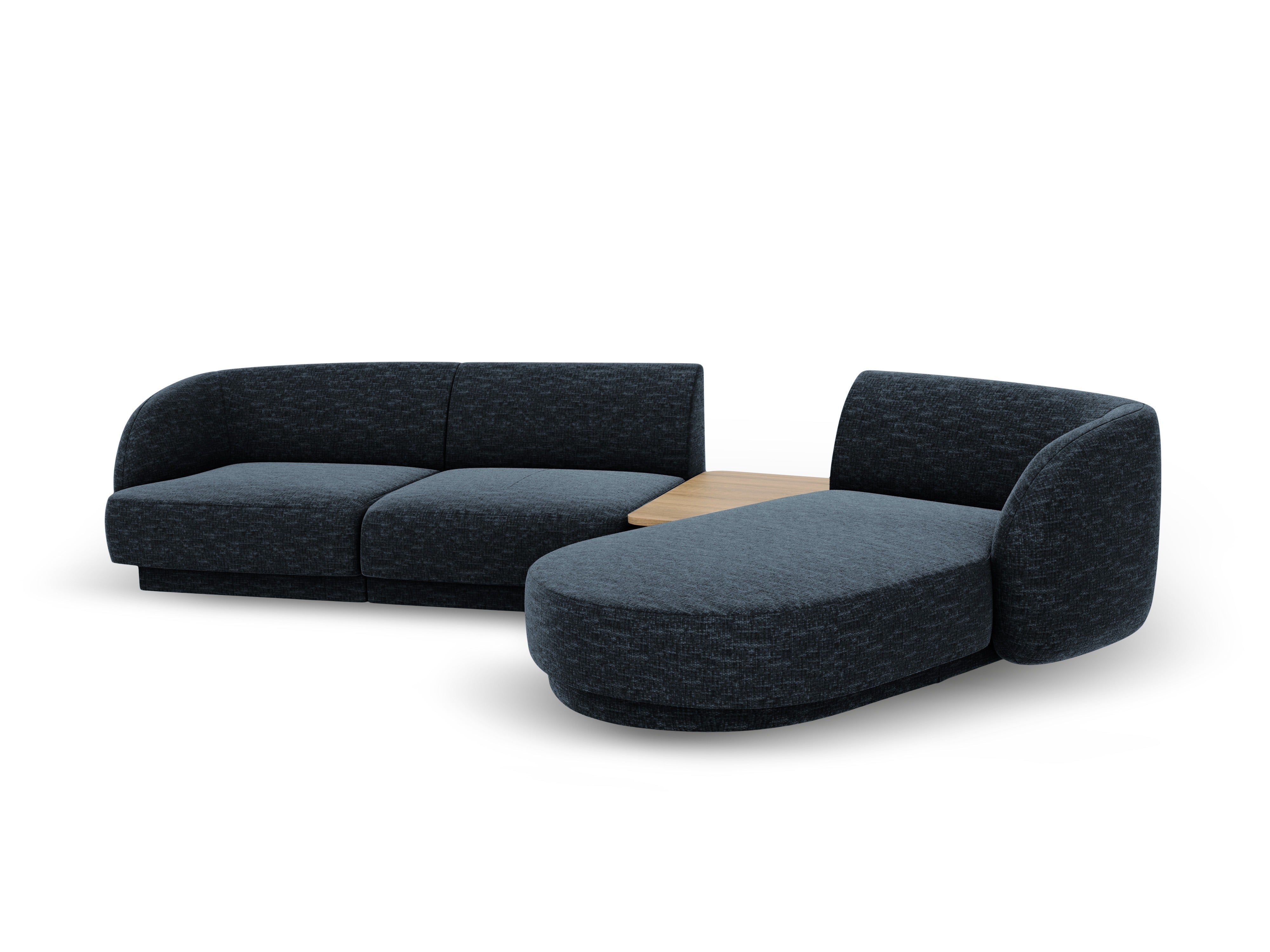 Modulares Ecksofa mit Tisch 3-Sitzer rechts MILEY königsblau samtig