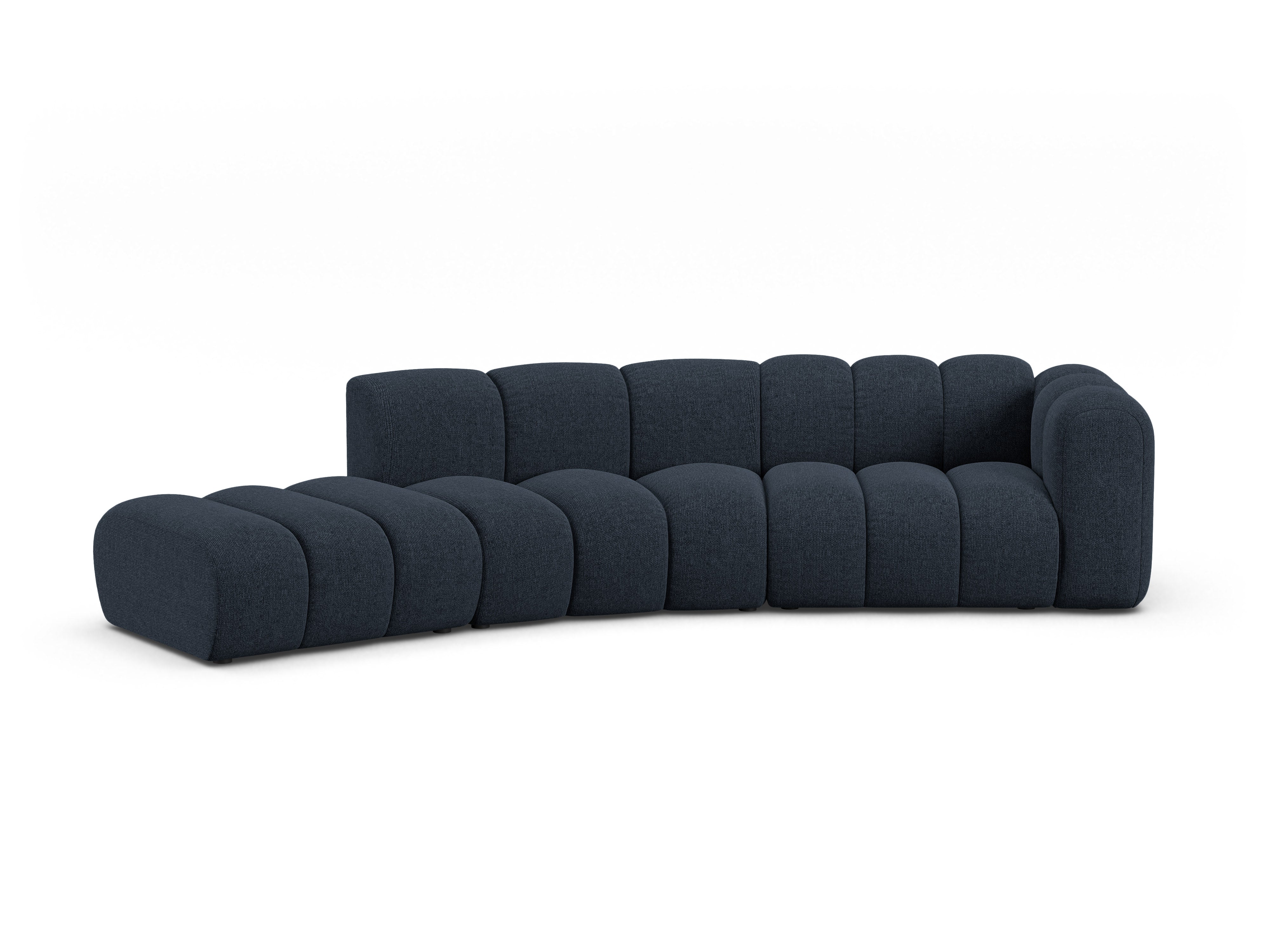 Sofa 5-sitzige linksseitige LUPINE in marineblauem Chenille