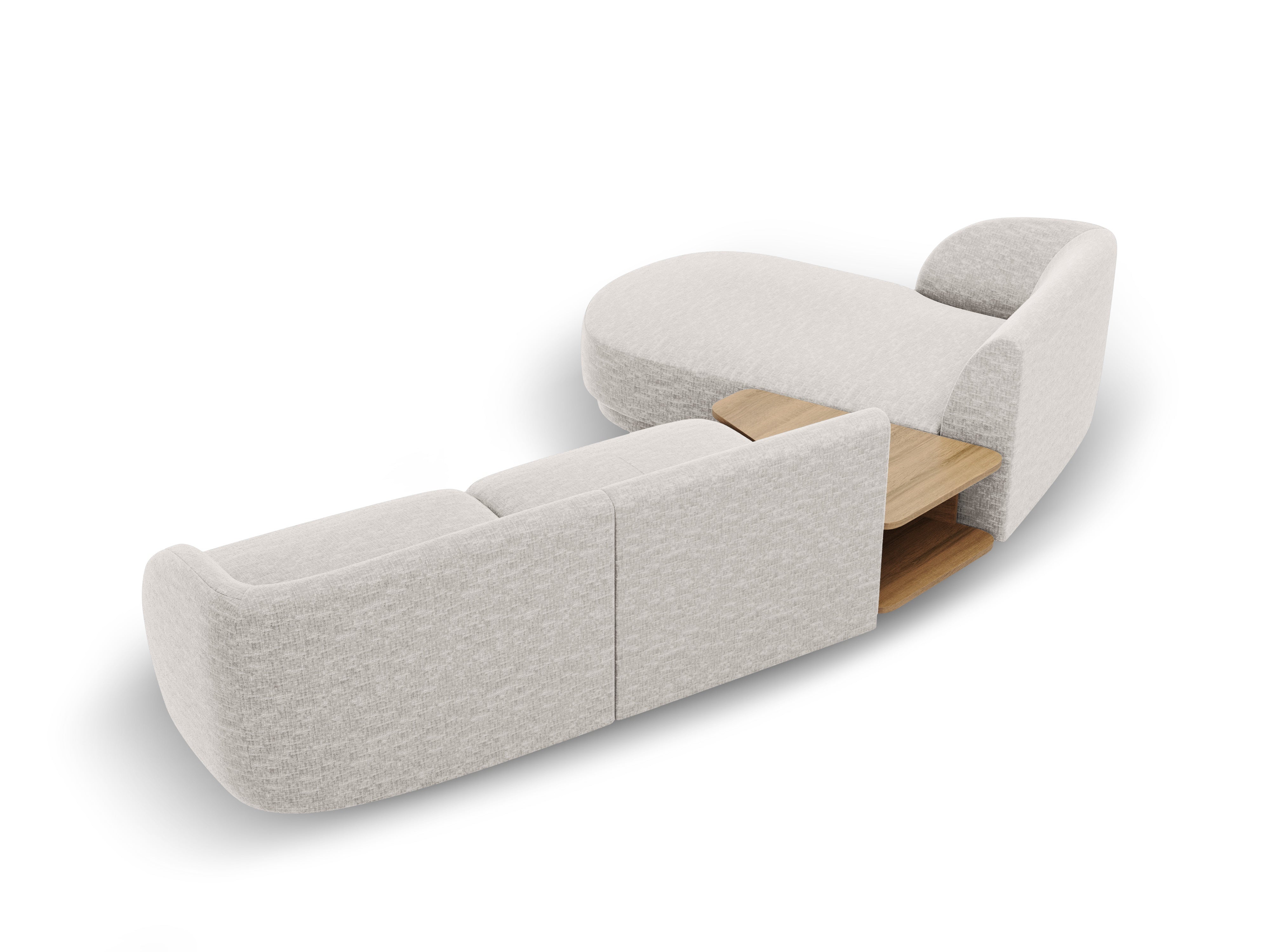 Modulaire hoekbank met tafel 3-zits links MILEY grijs chenille