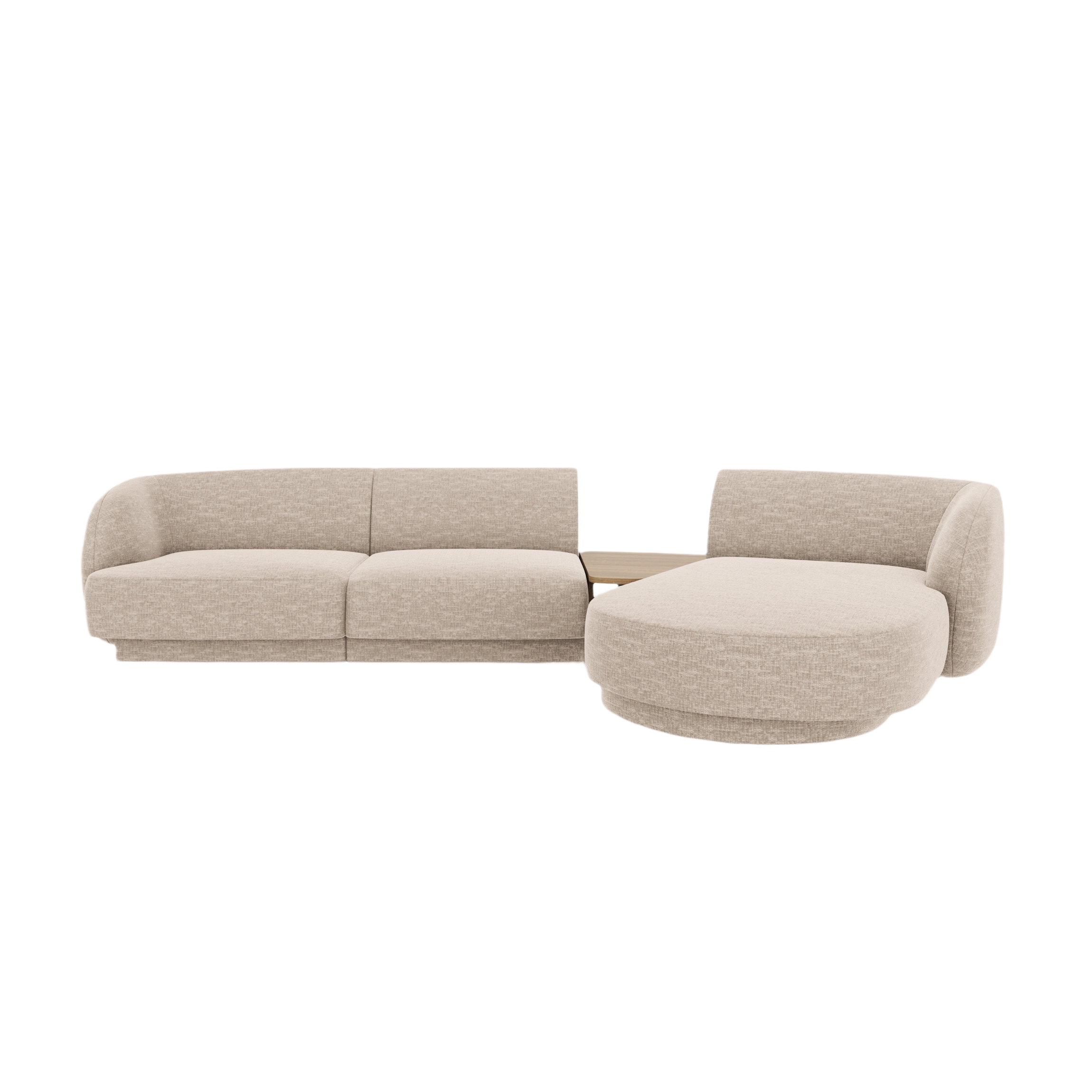 Modulares Ecksofa mit Tisch 3-sitzig rechts MILEY beige Chenille