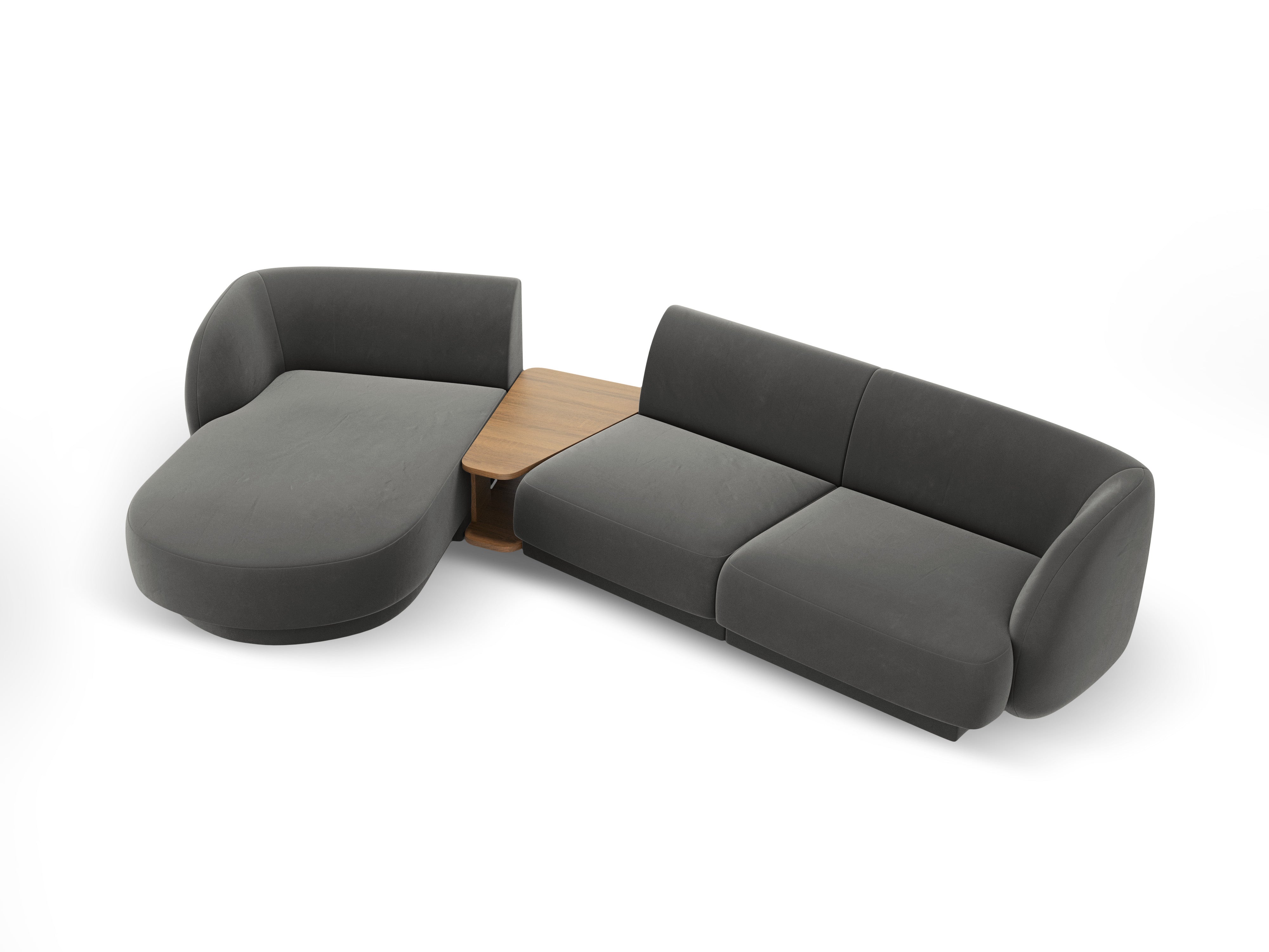 Modular corner sofa with table 3-seater left-sided MILEY light gray