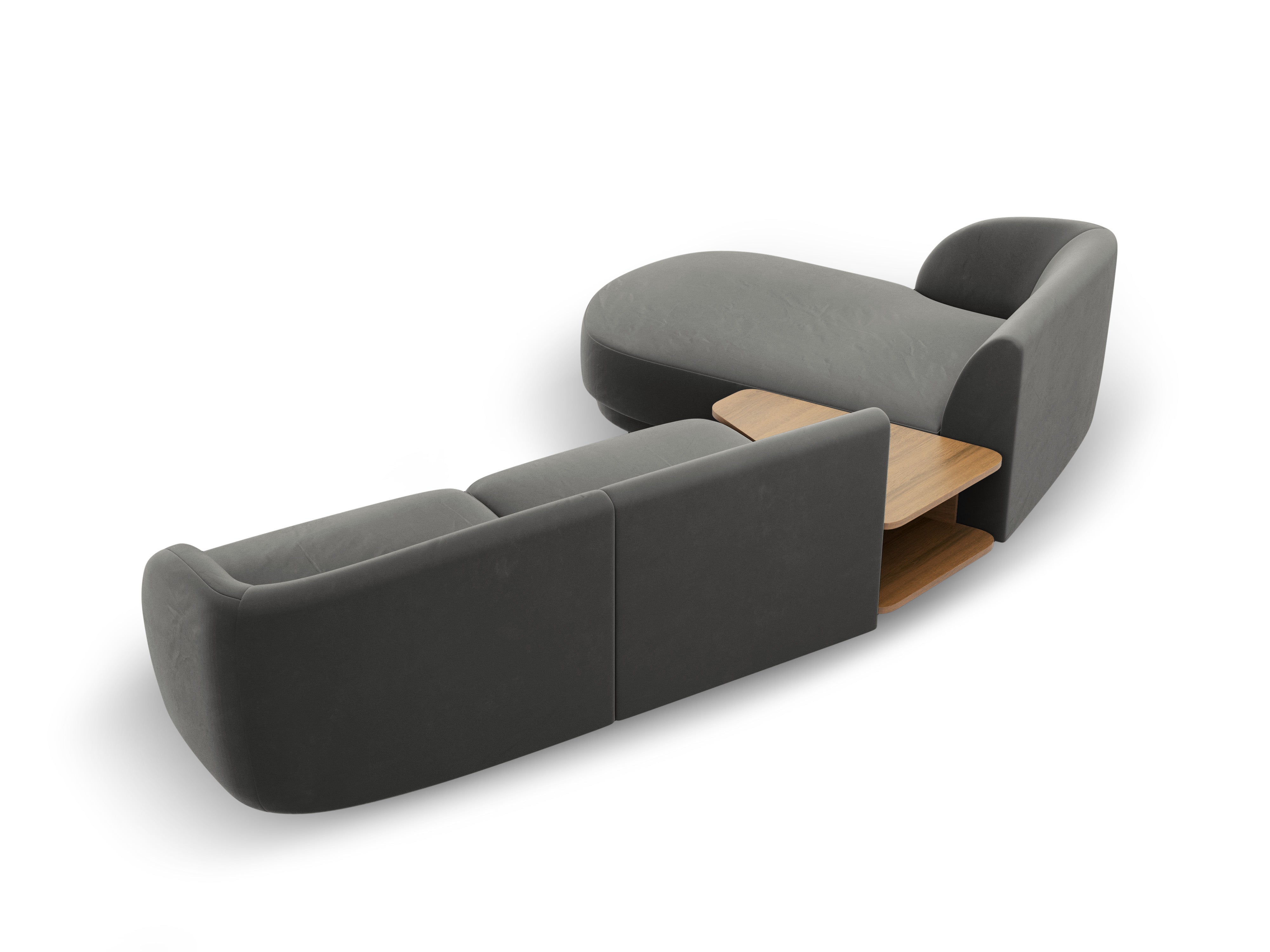 Modular corner sofa with table 3-seater left-sided MILEY light gray