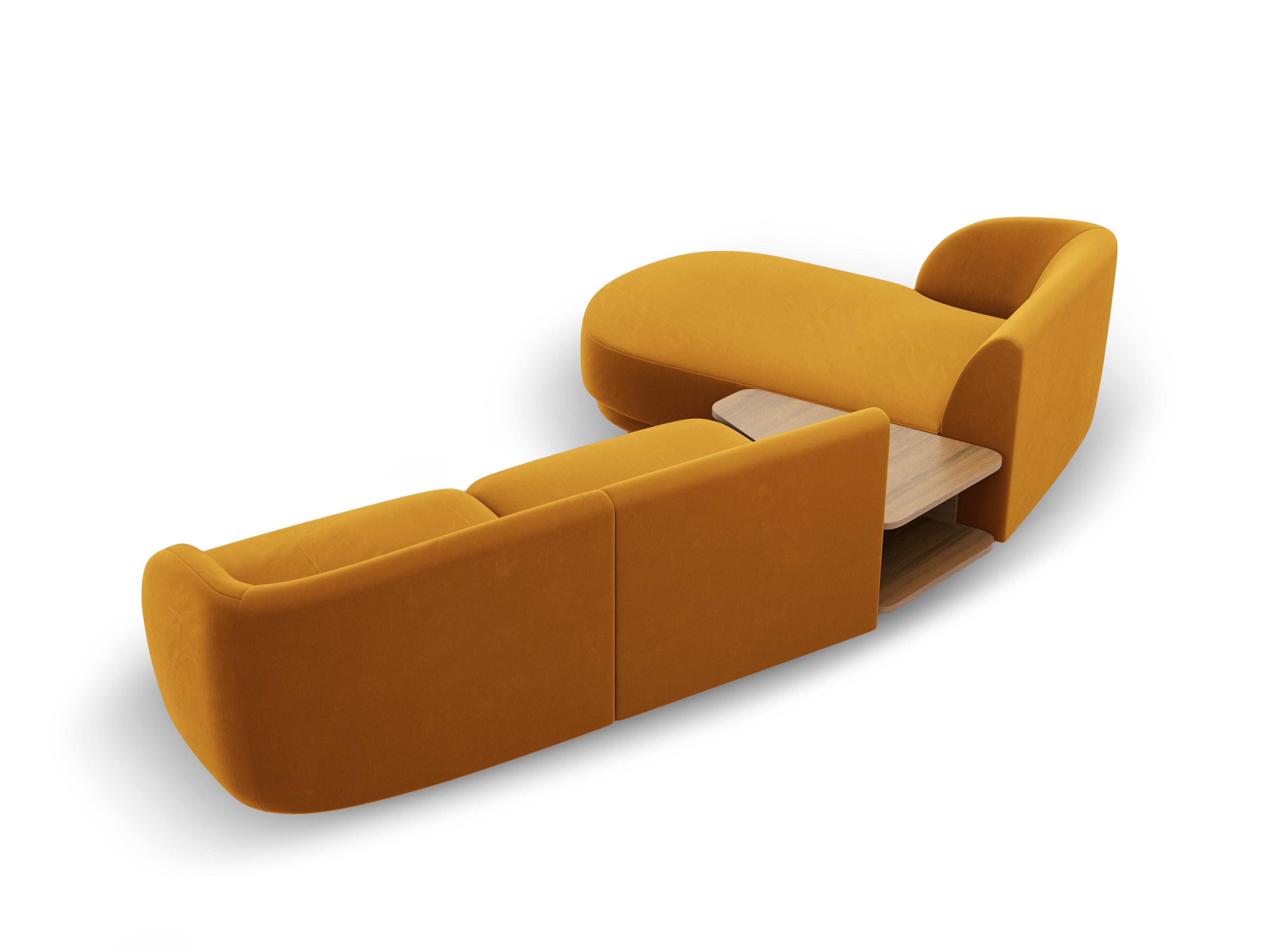 Modulares Ecksofa mit Tisch, 3-Sitzer, links, MILEY, gelb