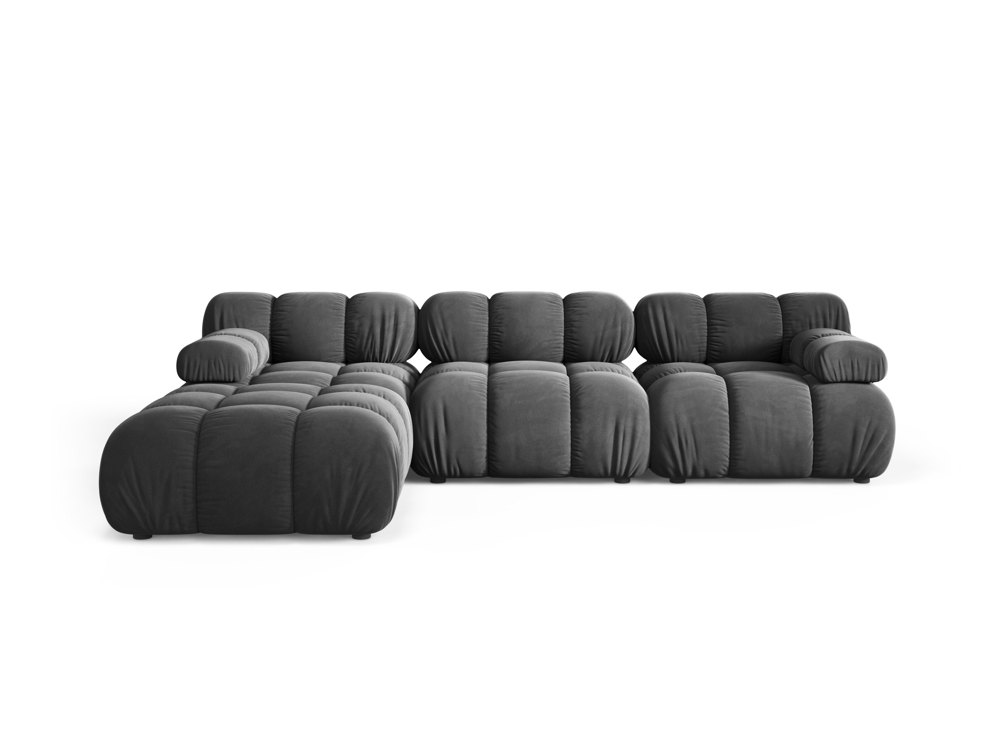 Universele hoekbank BELLIS donkergrijs velours