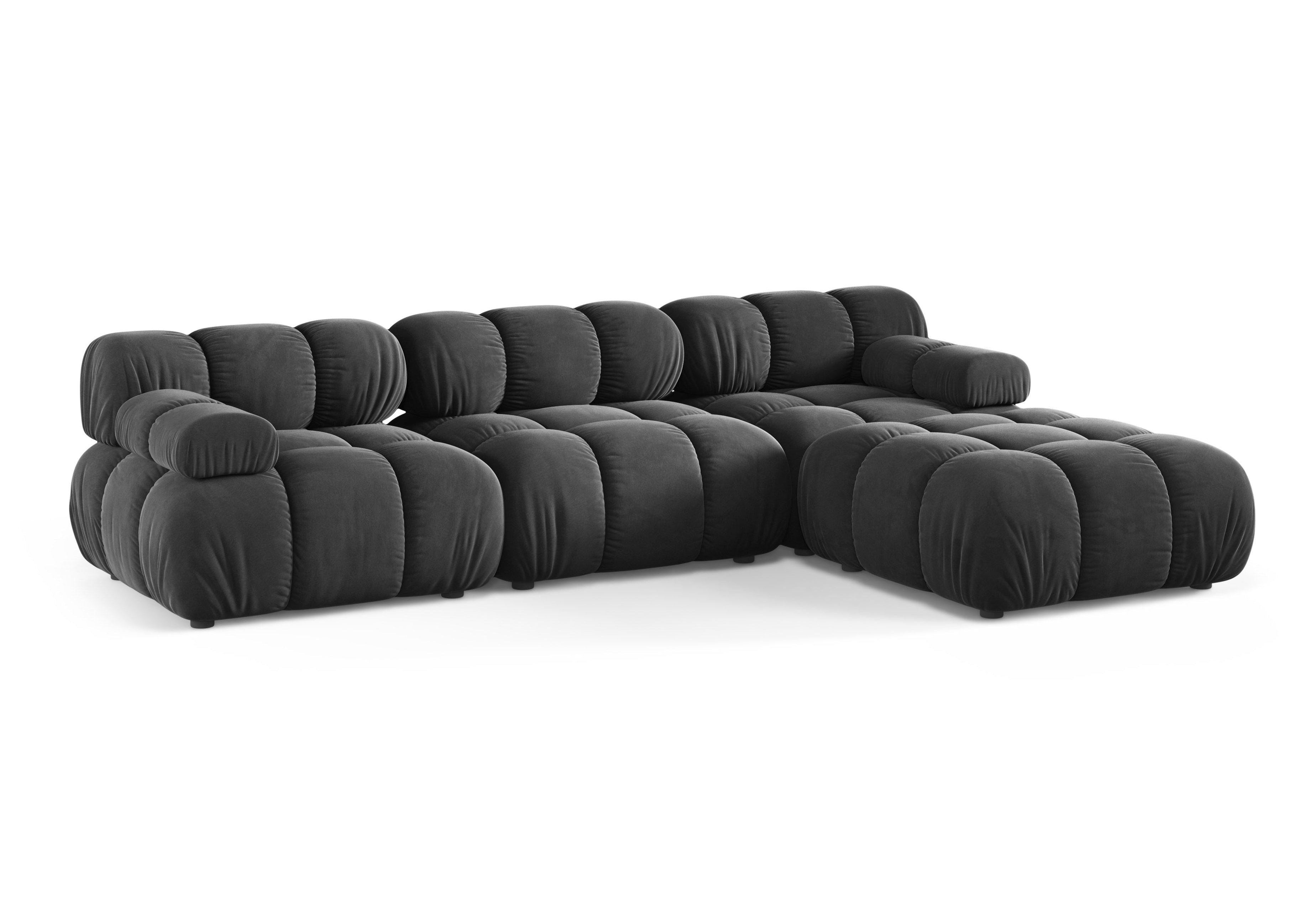 Universele hoekbank BELLIS donkergrijs velours