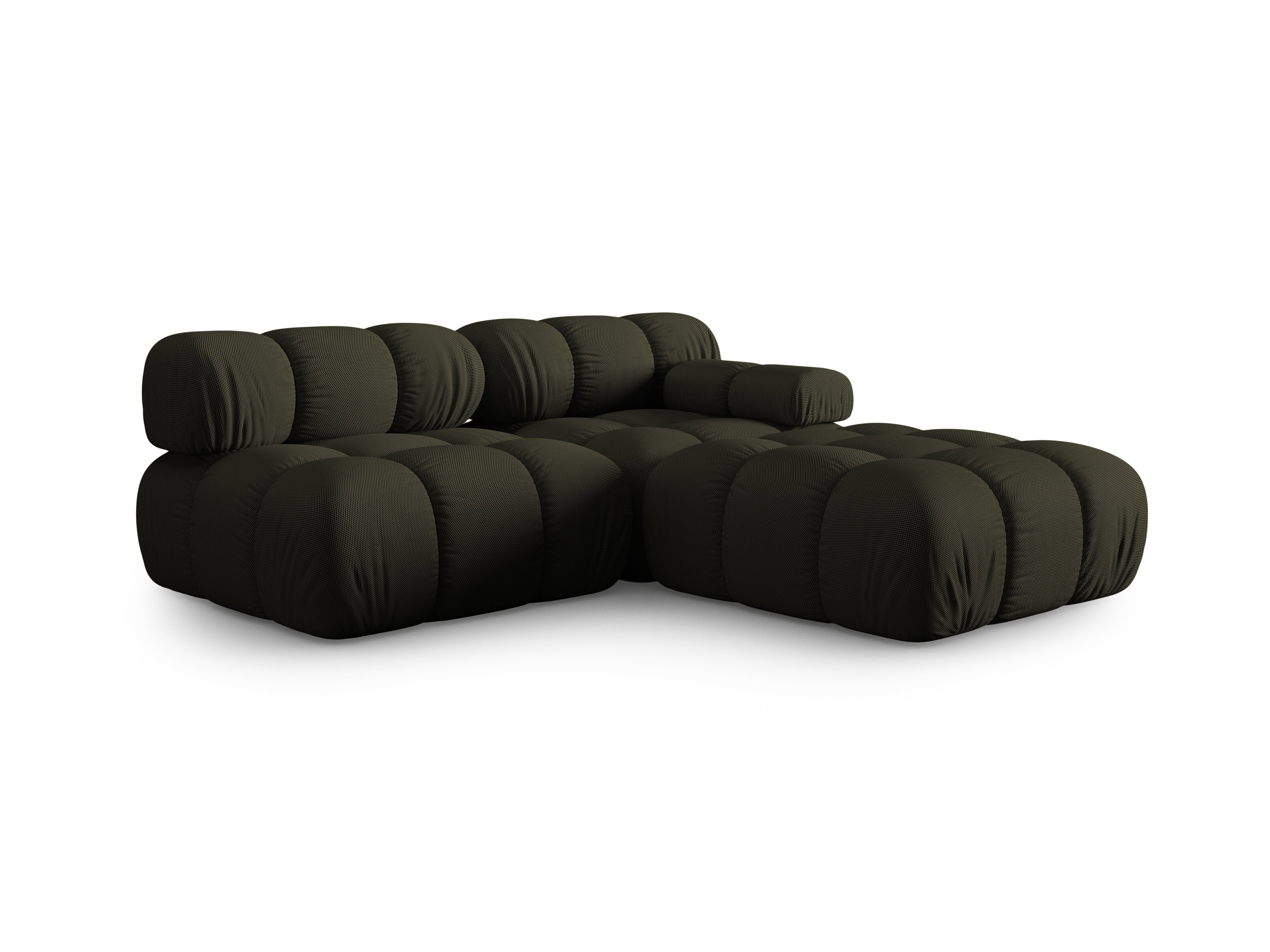 Modulaire open linker BELLIS bank in donkergroene 3D-stof