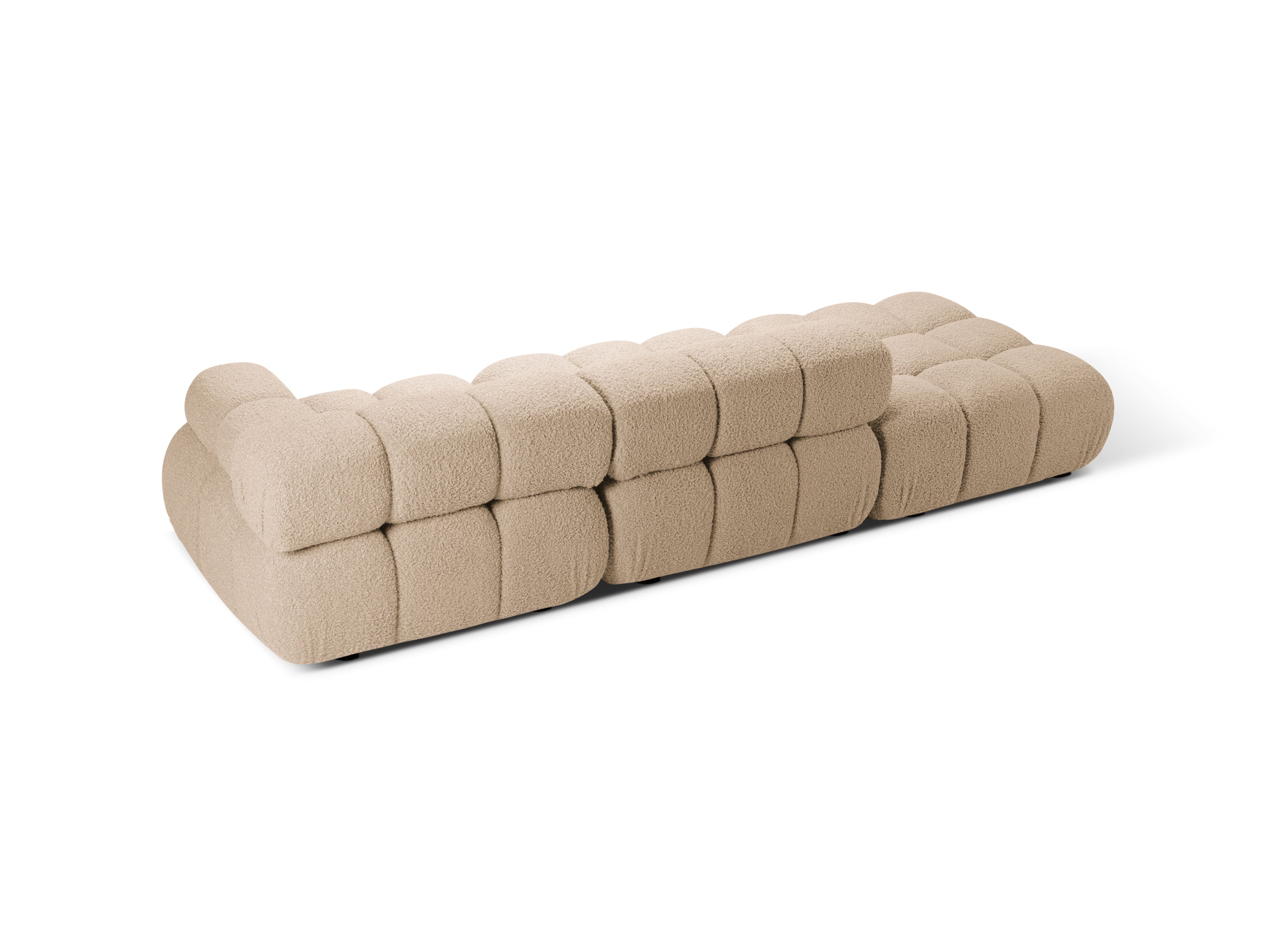 Modulaire open linker BELLIS bank in zandkleurige boucle