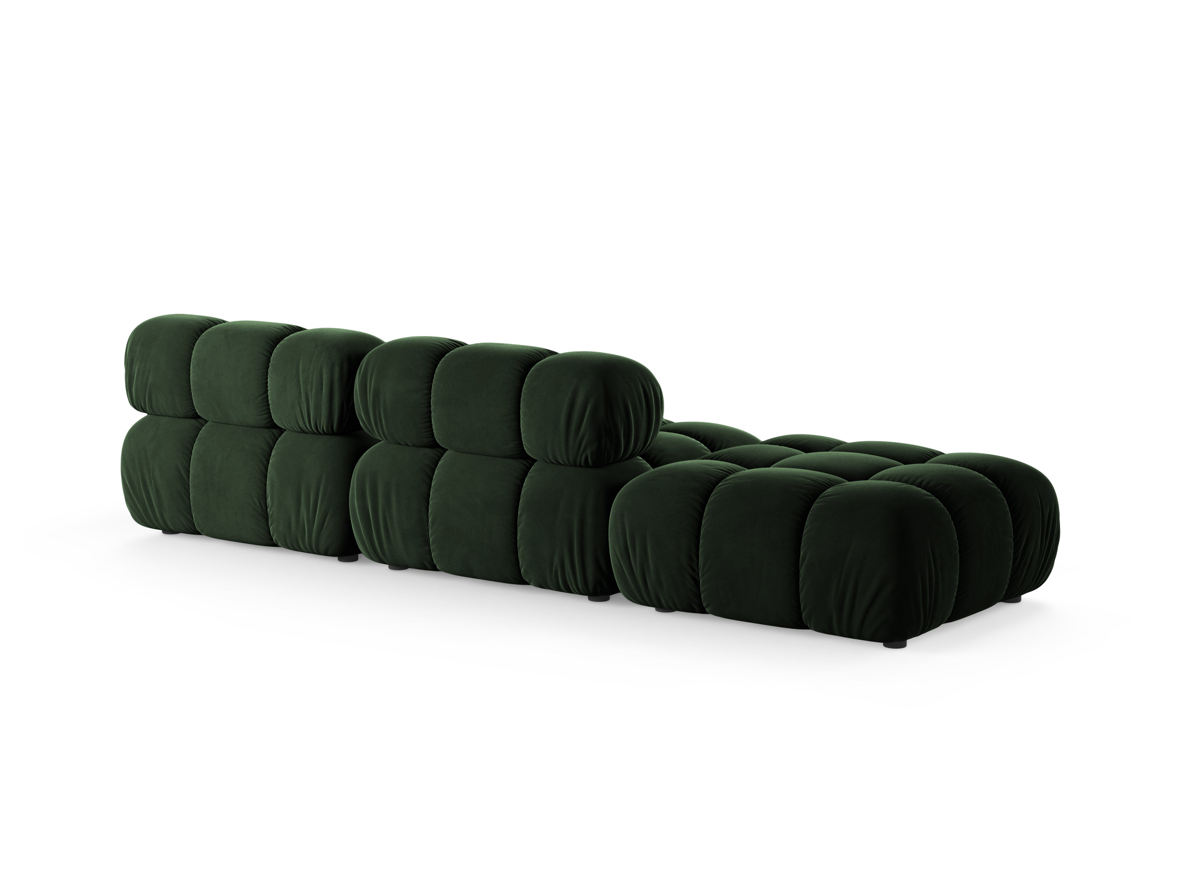 Modulaire open linker BELLIS bank in flessengroen velours