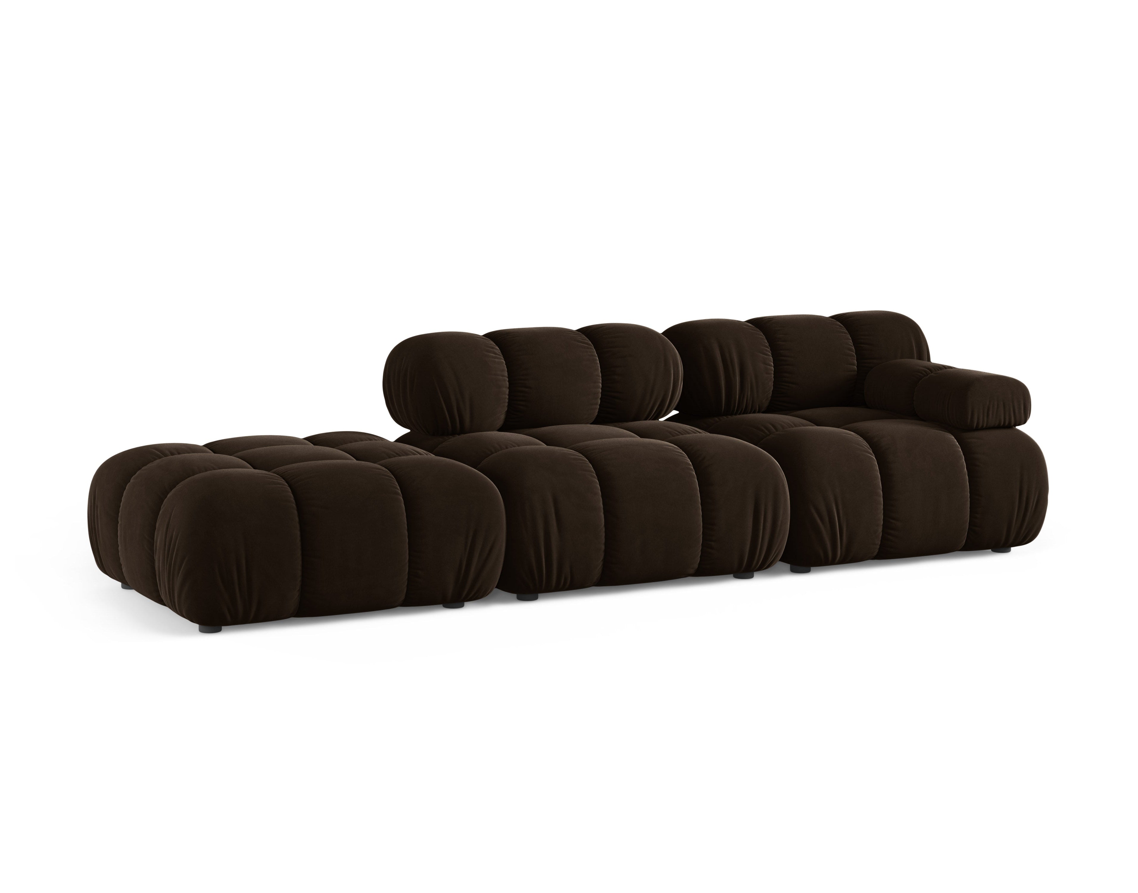 Modulaire fluwelen open linker BELLIS bank in chocoladekleur