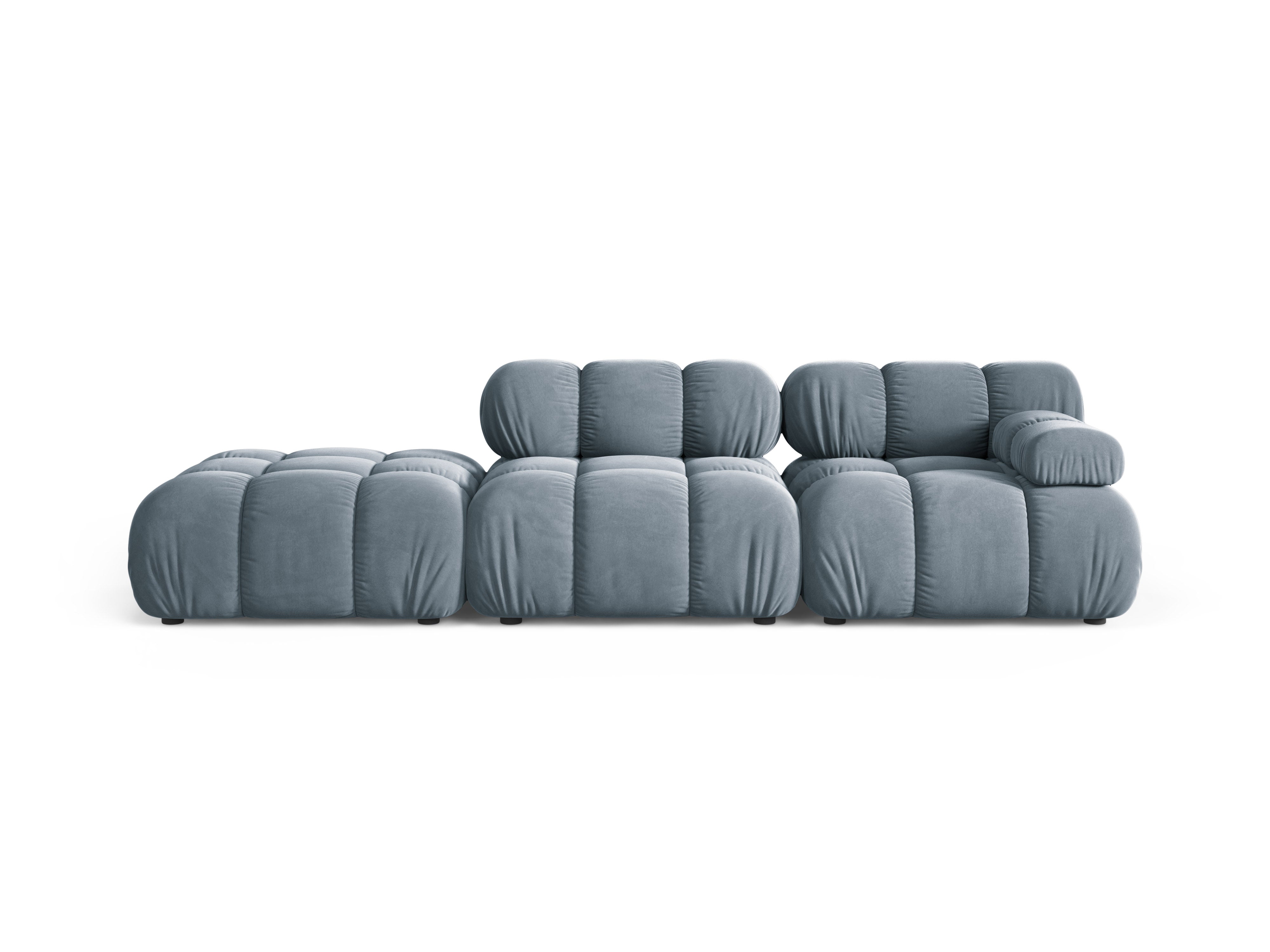 Modulaire fluwelen open linker BELLIS bank in blauw