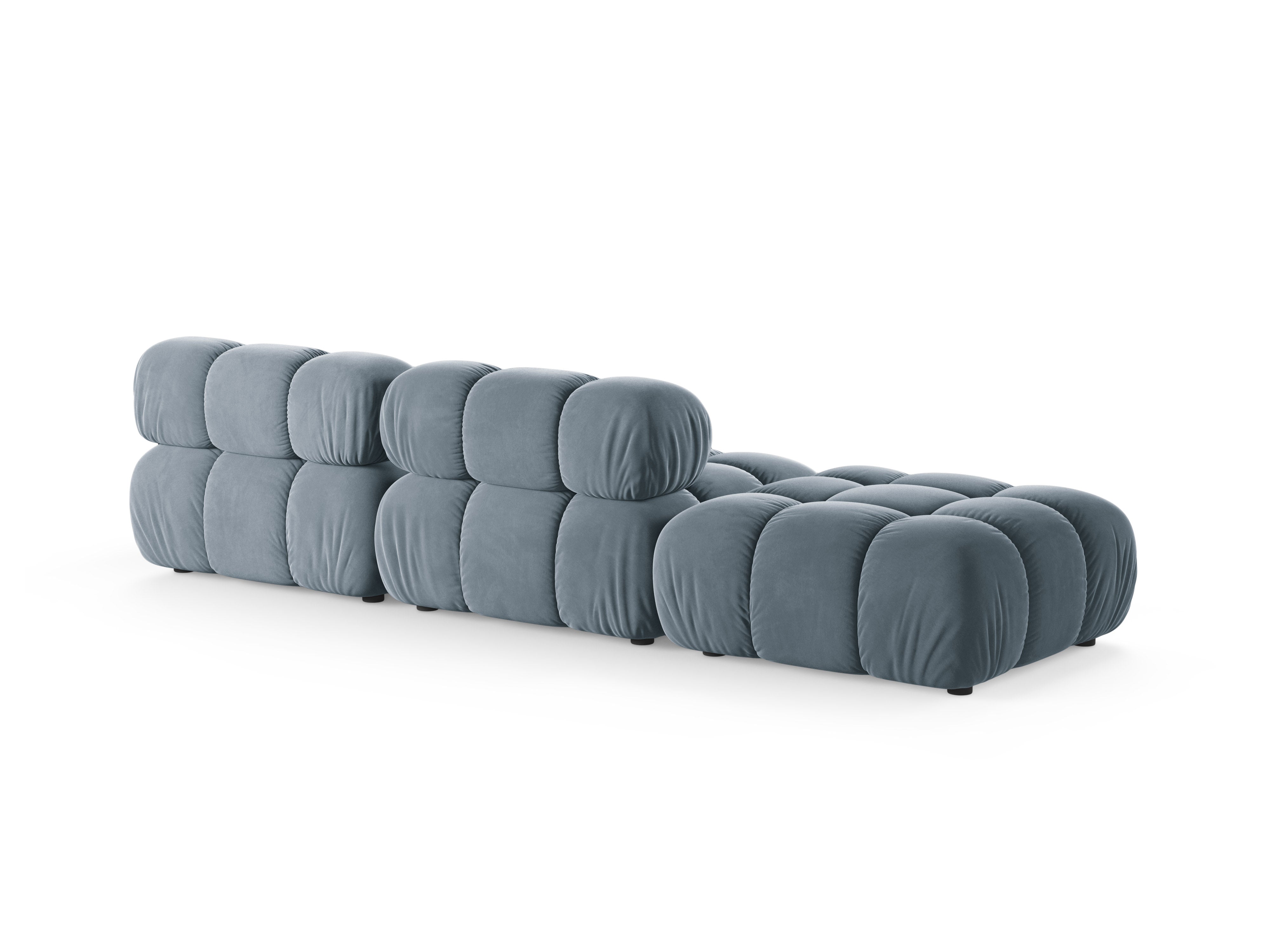 Modulaire fluwelen open linker BELLIS bank in blauw