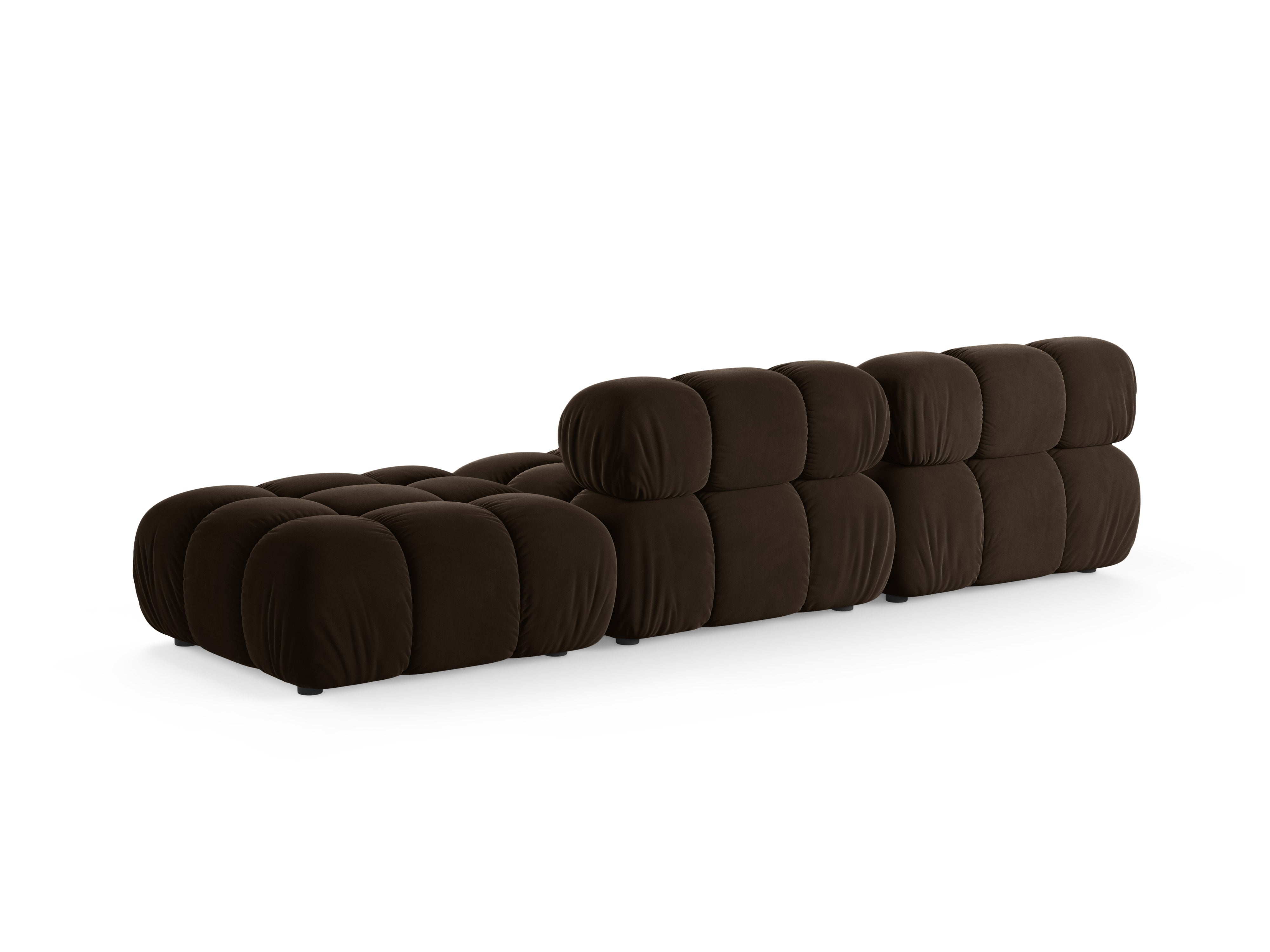 Modulaire fluwelen bank BELLIS, open, rechtszijdig, chocoladebruin