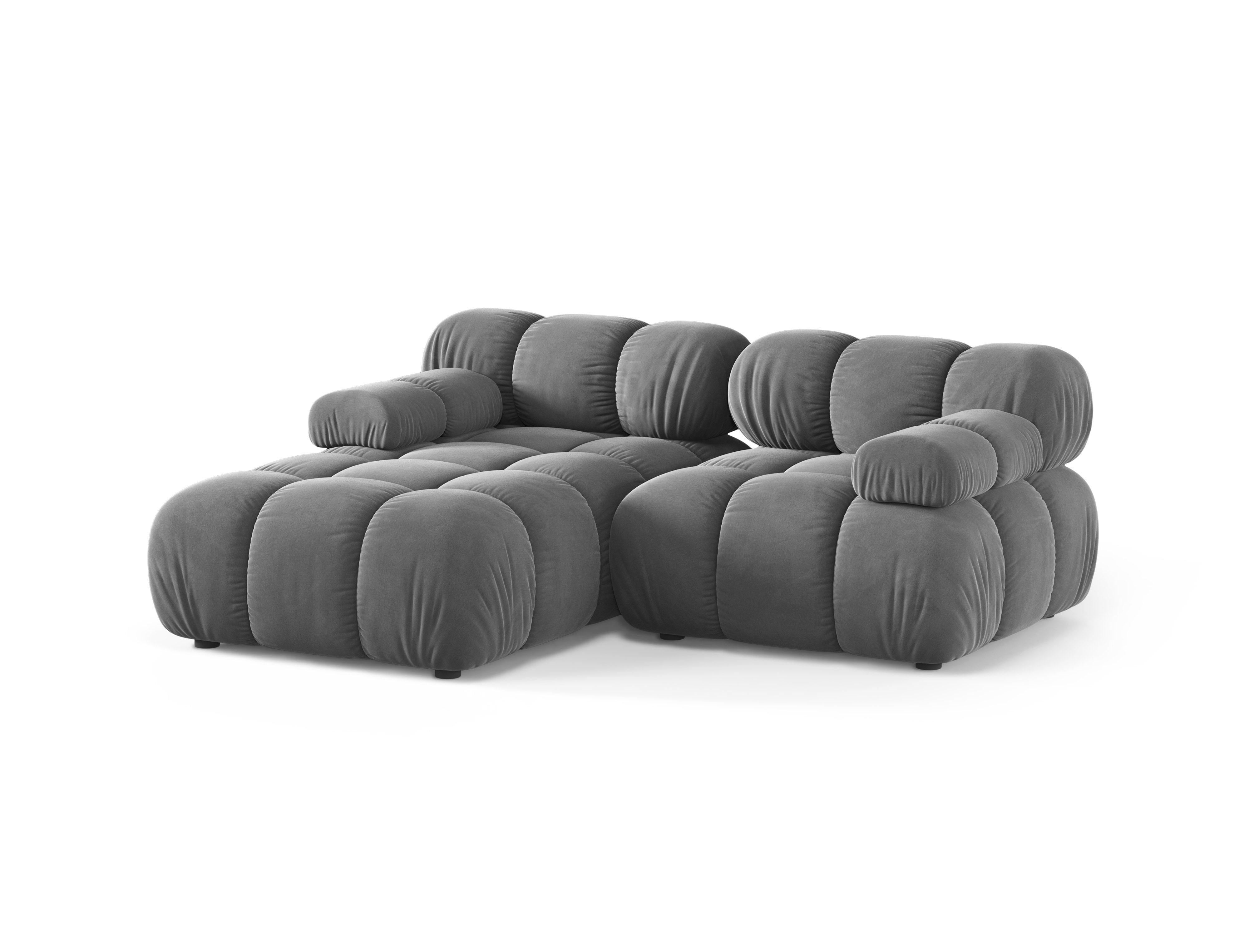 Tweepersoons links georiënteerde BELLIS hoekbank in grijs fluweel