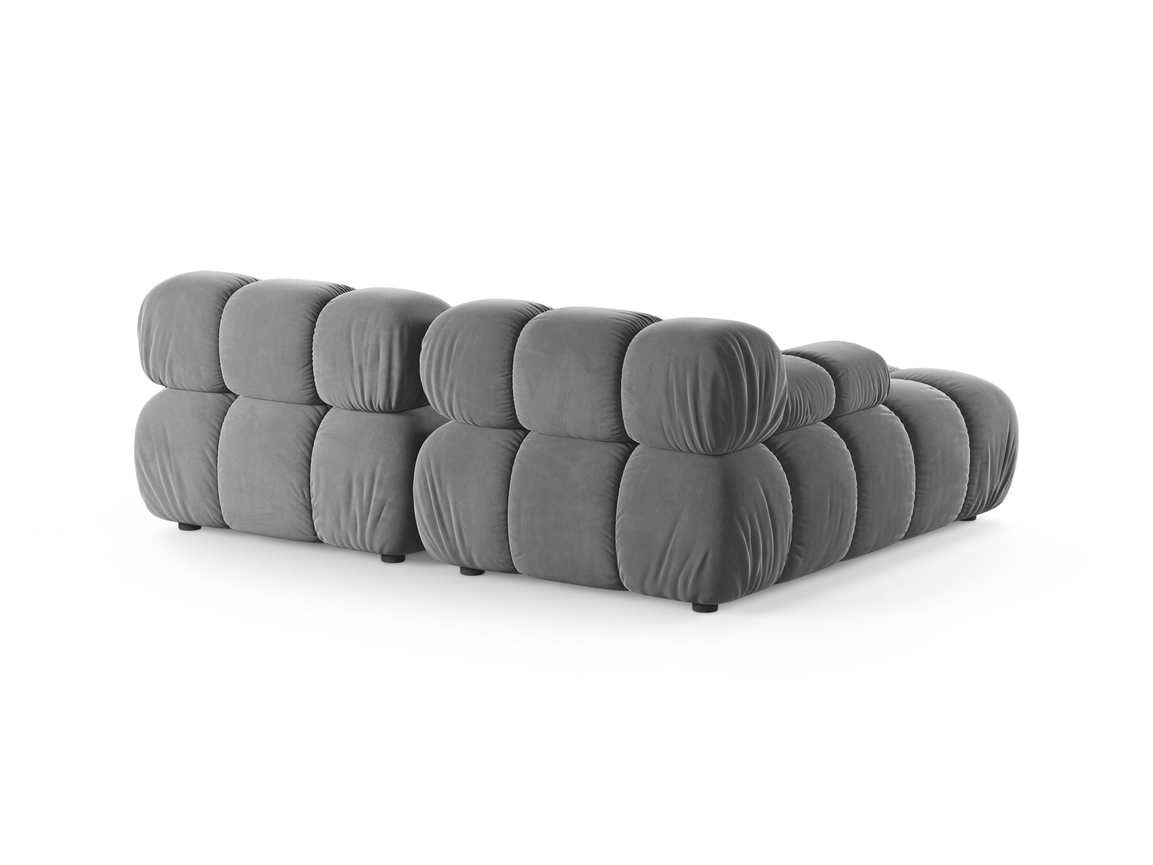 Tweepersoons links georiënteerde BELLIS hoekbank in grijs fluweel