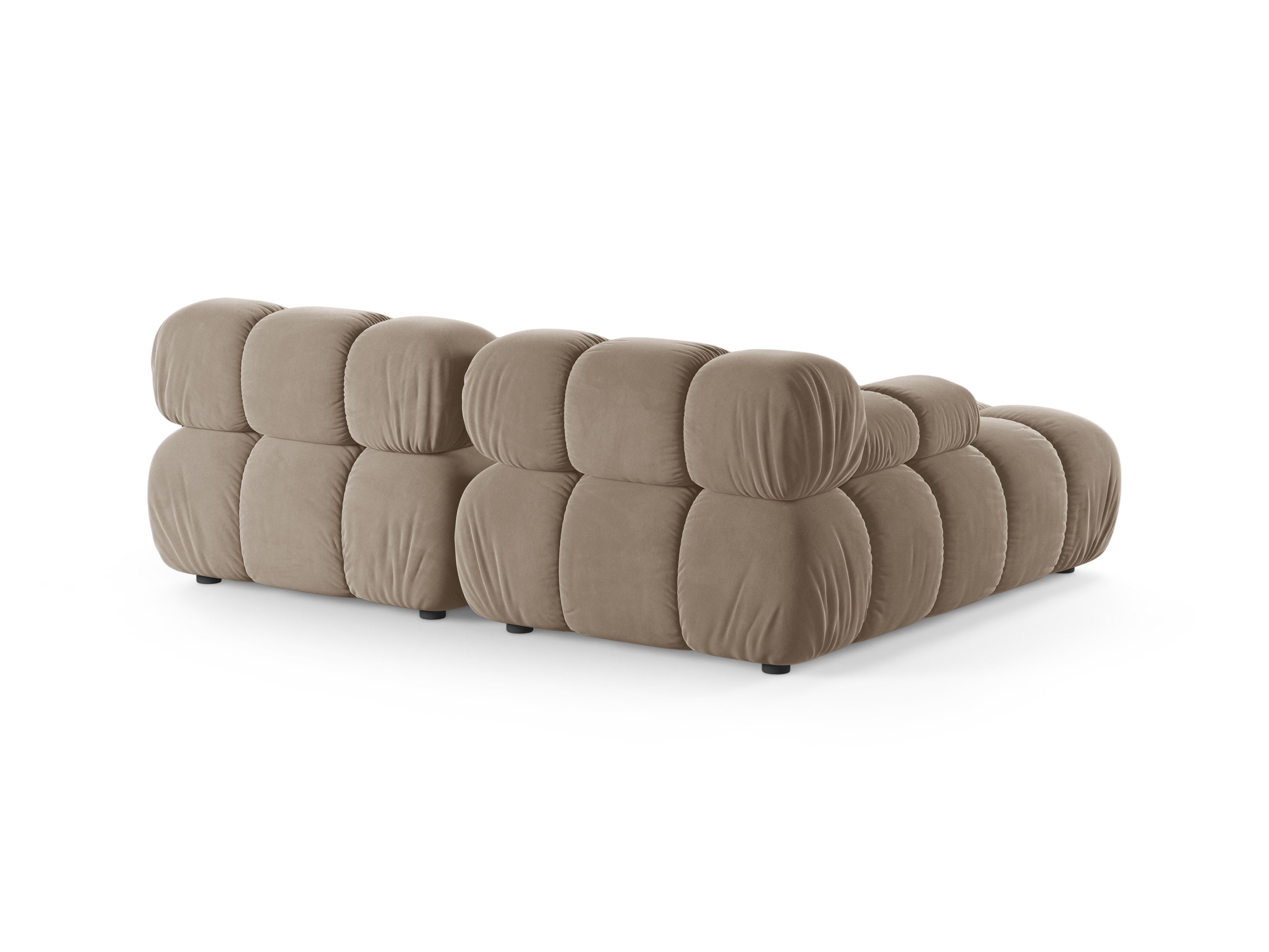 Velvet hoekbank voor 2 personen, links, BELLIS cappuccino