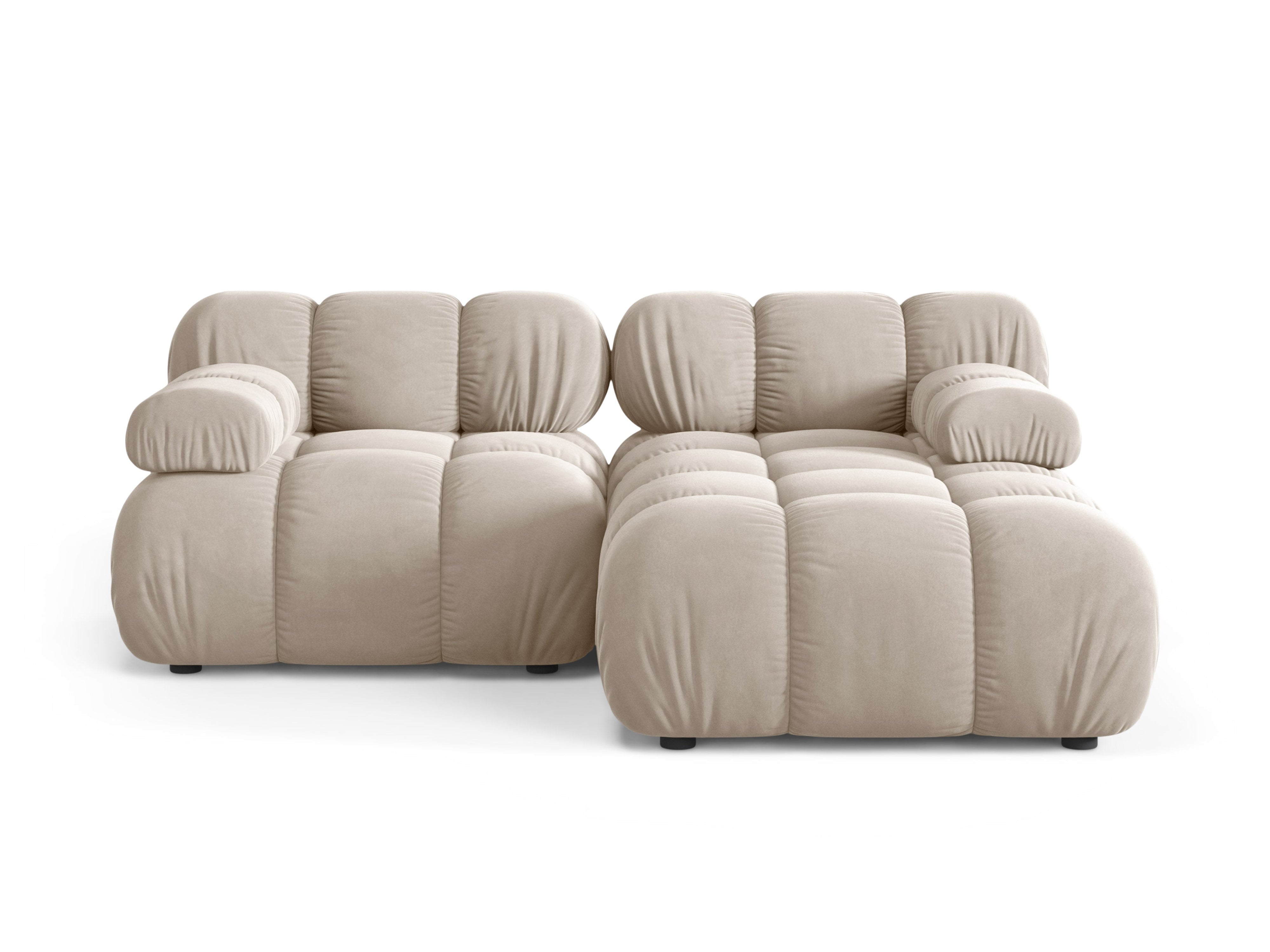 Beige BELLIS 2-zits fluwelen hoekbank rechts